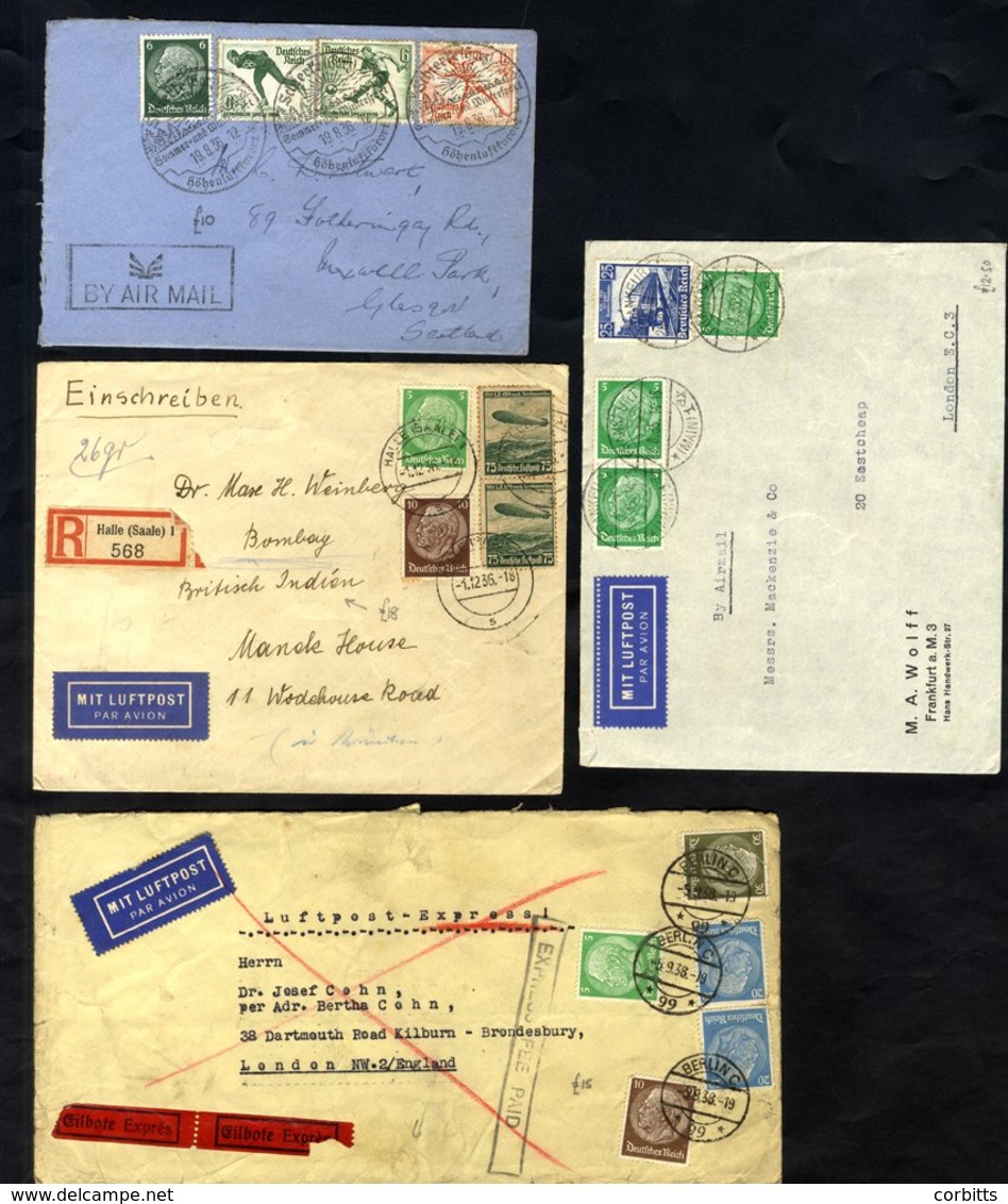 1930's Group Of Airmail Covers To UK (15), USA (6), Africa (4), Palestine, India & New Zealand, Mainly With Hindenberg F - Altri & Non Classificati