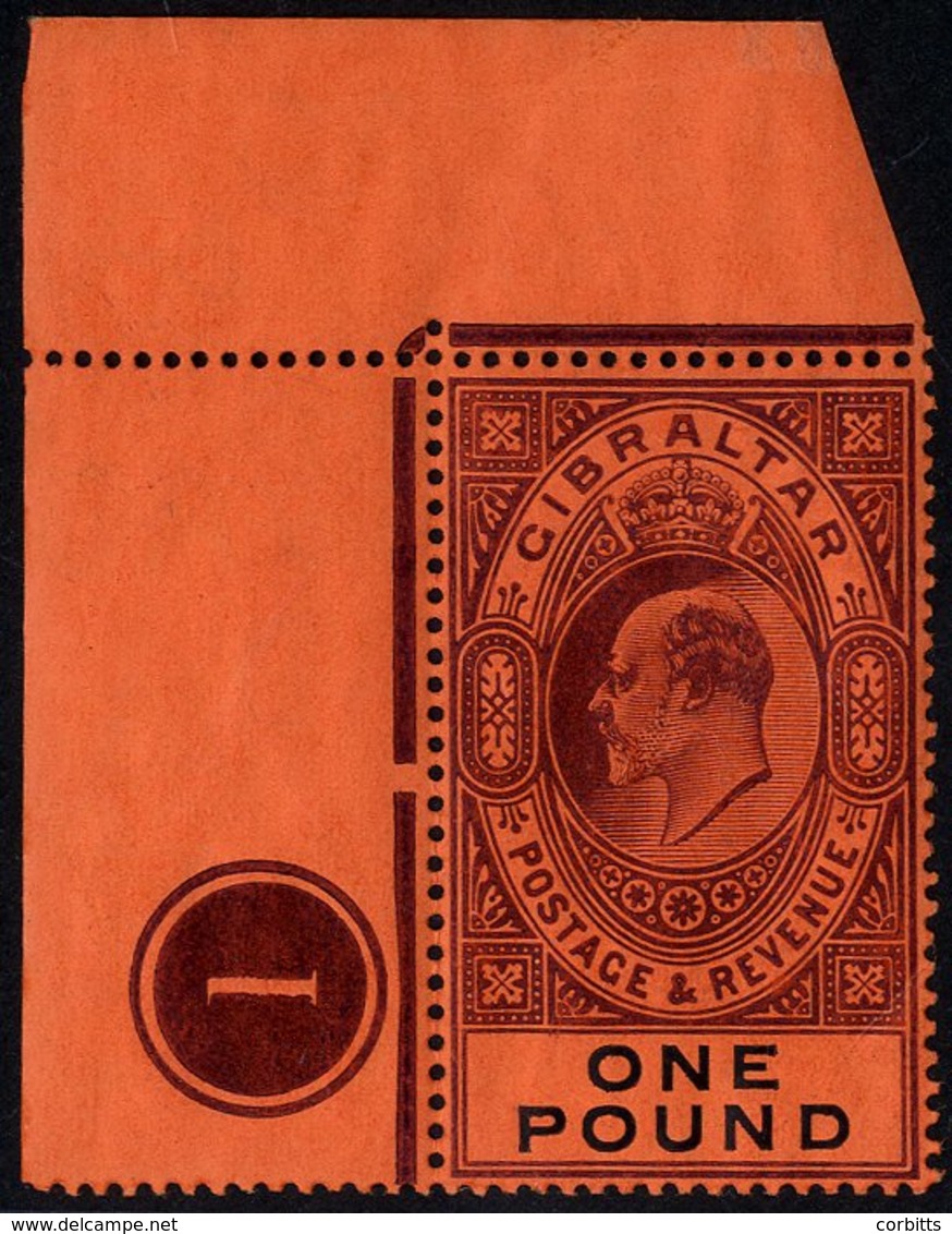 1908 MCCA £1 Deep Purple & Black/red, Upper Left Corner Example With Plate Number '1' Brilliant Fresh UM, Minor Gum Wrin - Other & Unclassified