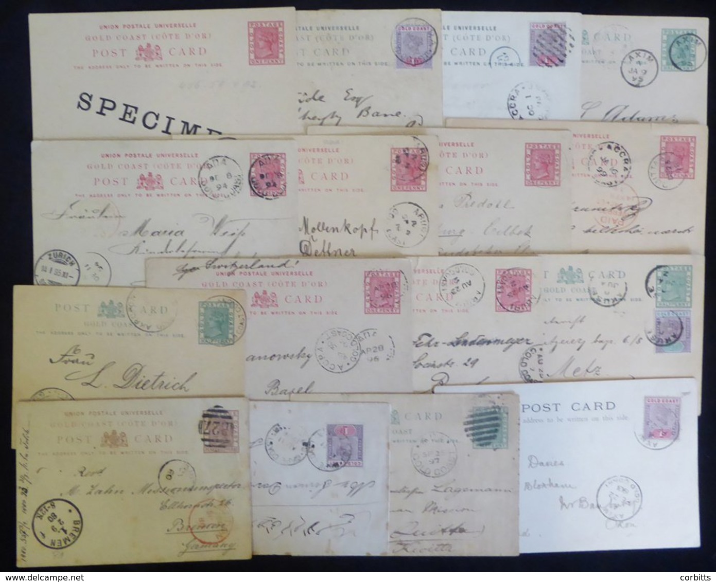 19thC Group Of QV ½d & 1d Postal Stationery Cards & Single 1½d, Also QV Franked 1d PPC's, Most Varied Range Of Cancellat - Other & Unclassified