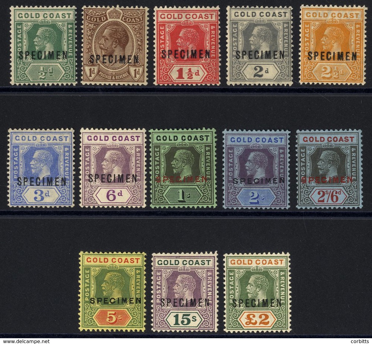 1921-24 MSCA Set Of Thirteen To £2 (15s Die I) Optd SPECIMEN, Part O.g To Large Part O.g, Couple Of Small Thins, Still C - Other & Unclassified