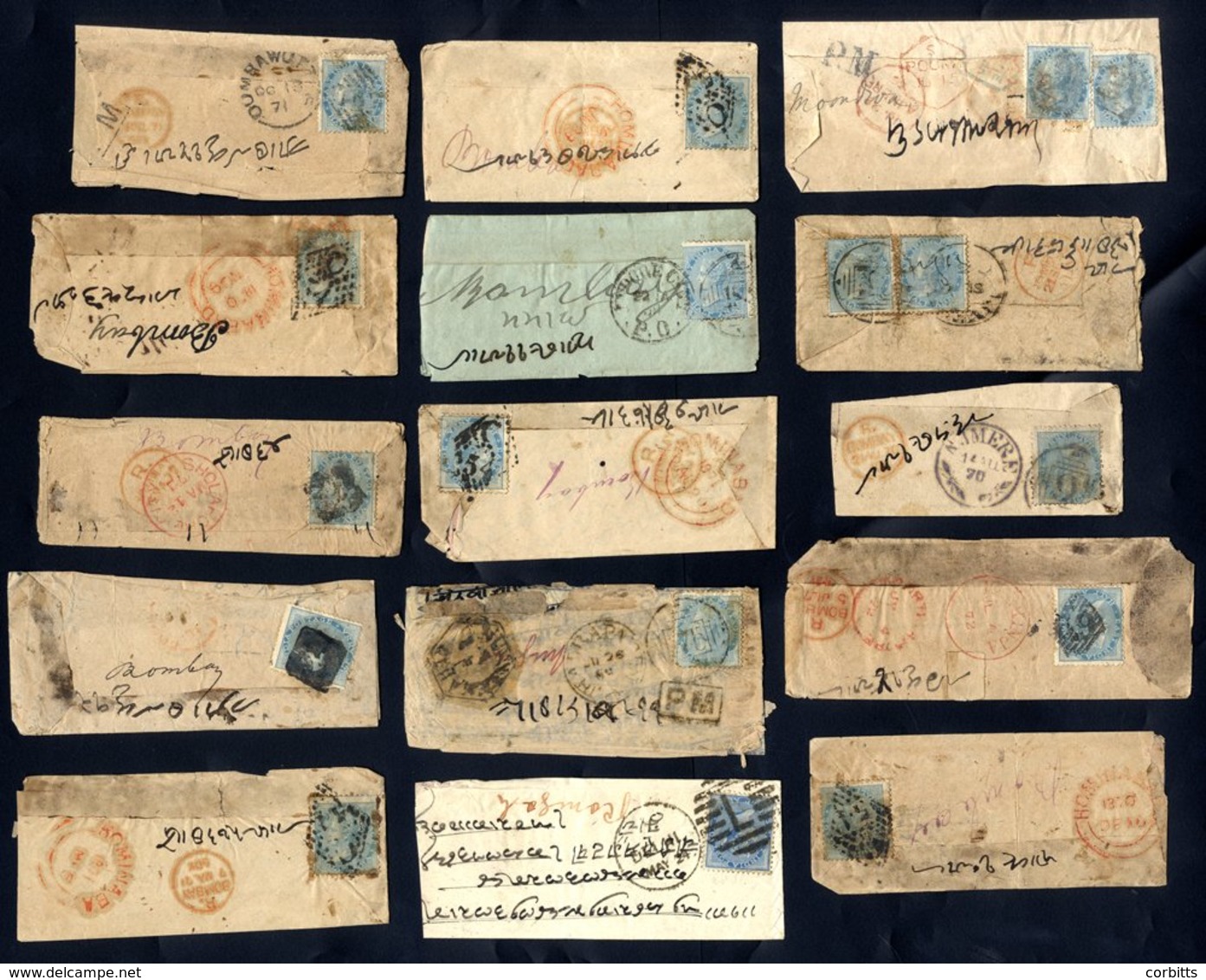1870's Group Of Very Small Envelopes With ½ Anna Stamps. Condition Mixed But Worth Examining For Cancellations Etc. (20) - Other & Unclassified