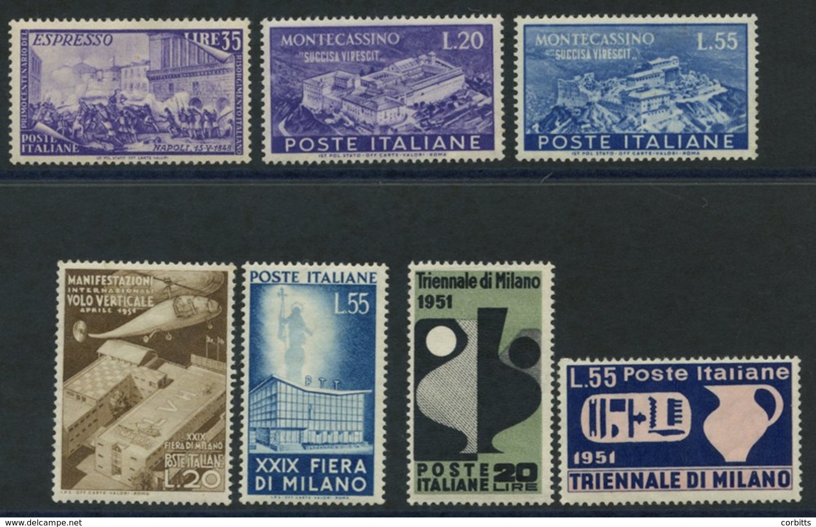 1948 Express Letter 35L Violet M, SG.E718 + 1951 Milan Fair Set M, SG.783/4, 1951 Monte Cassino Abbey Set M, SG.790/1 &  - Other & Unclassified