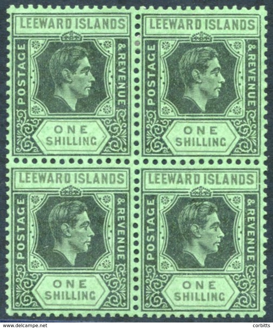 1942 1s Black & Grey Emerald, Fine M Block Of Four Incl. SG.110bb, Upper Right Stamp Showing Frame Break Left Of Value T - Other & Unclassified