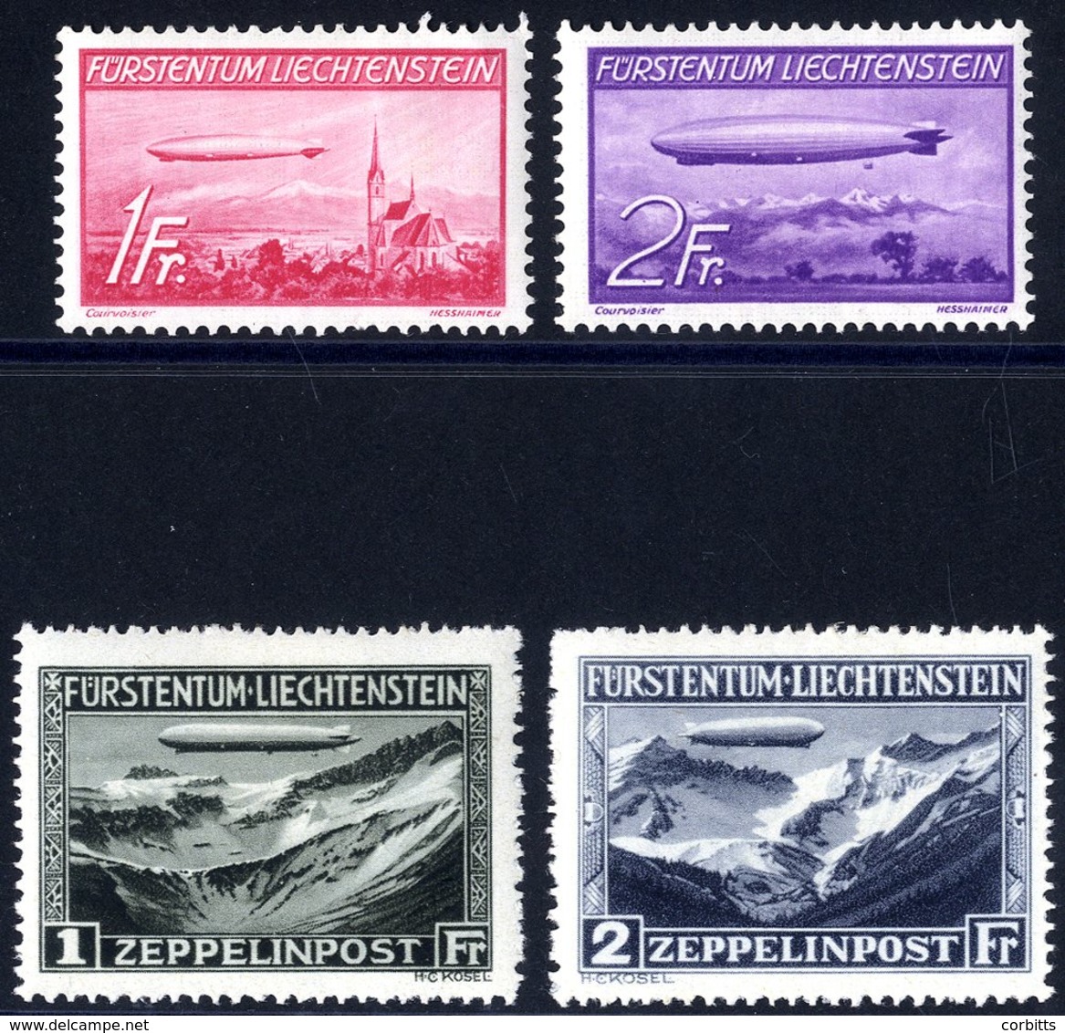 1931 Zeppelin Set M, SG.116/7 & 1936 Zeppelin Set M, SG.151/2. (4) Cat. £420 - Autres & Non Classés