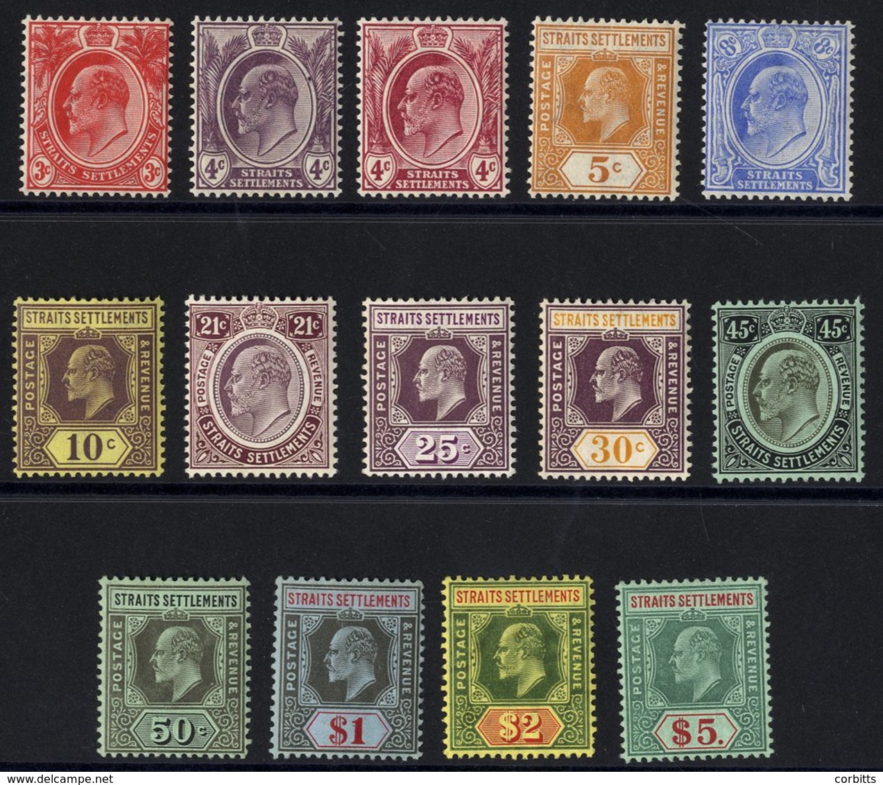 1906-12 MCCA 4c To $5 Complete (excl. 4c Red), Fine M, SG.154. (14) Cat. £325 - Other & Unclassified