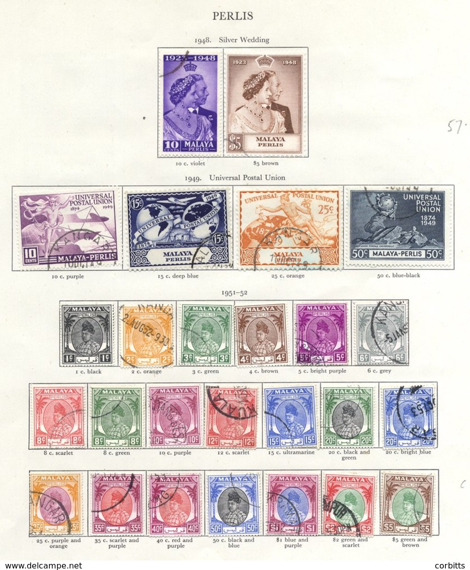 PERLIS 1948 Wedding, 1949 UPU & 1951-55 Defin Set (excl. 1955 30c), Good To VFU, SG.1/27. Cat. £415 (26) - Other & Unclassified