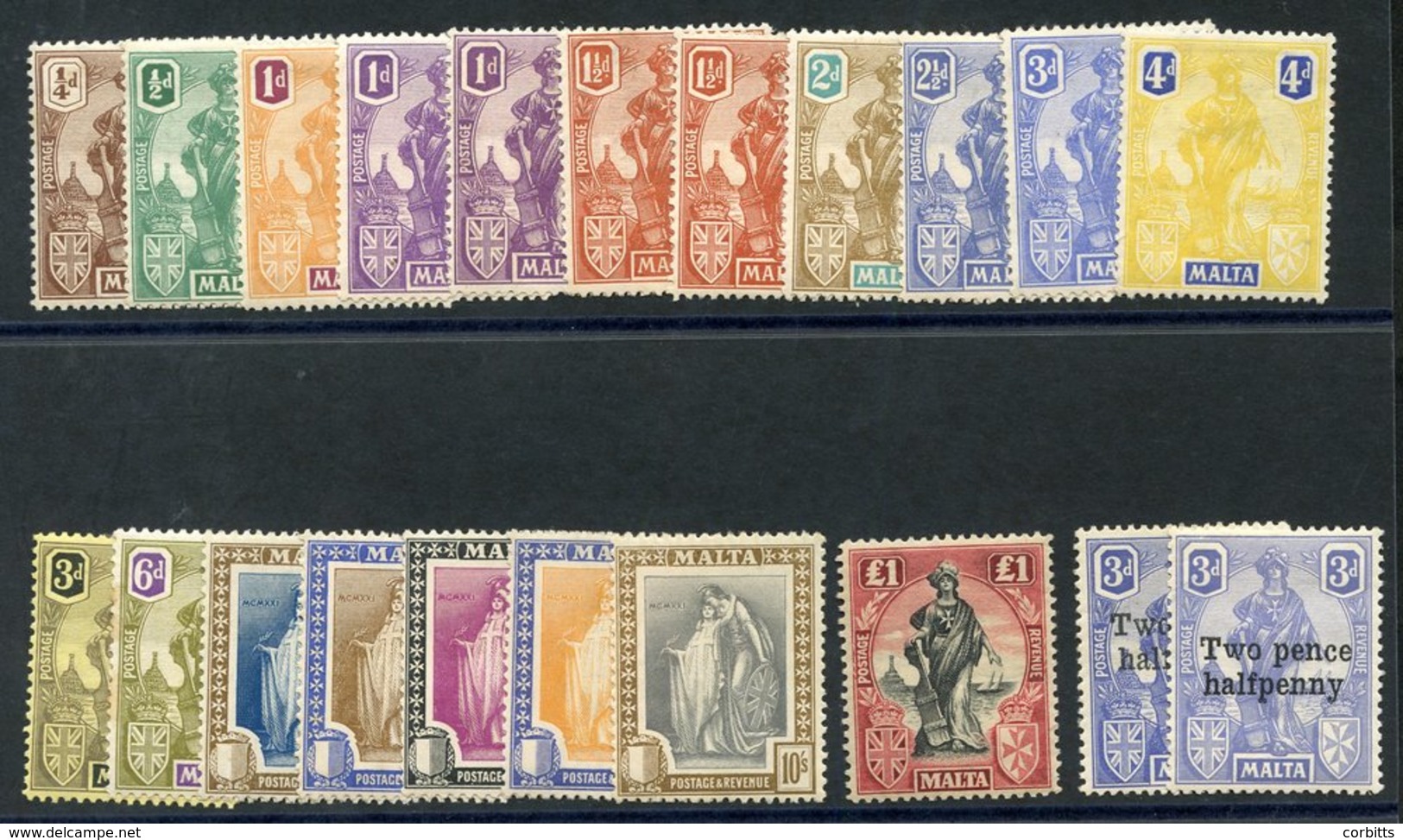 1922 MSCA Set M + Extra 1d, 1½d Shades (6d Tones), SG.123/40 + SG.141/2. (19) Cat. £260+ - Other & Unclassified