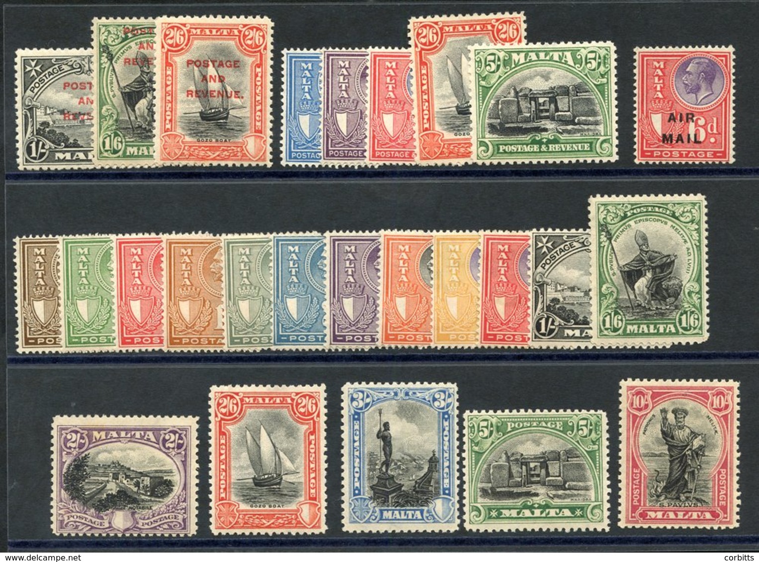 1926 Postage Set M, SG.157/172, 1928 Postage & Revenue Optd, 1s, 1/6d & 2/6d M, 1930 Postage & Revenue 2½d, 3d, 6d, 2/6d - Other & Unclassified