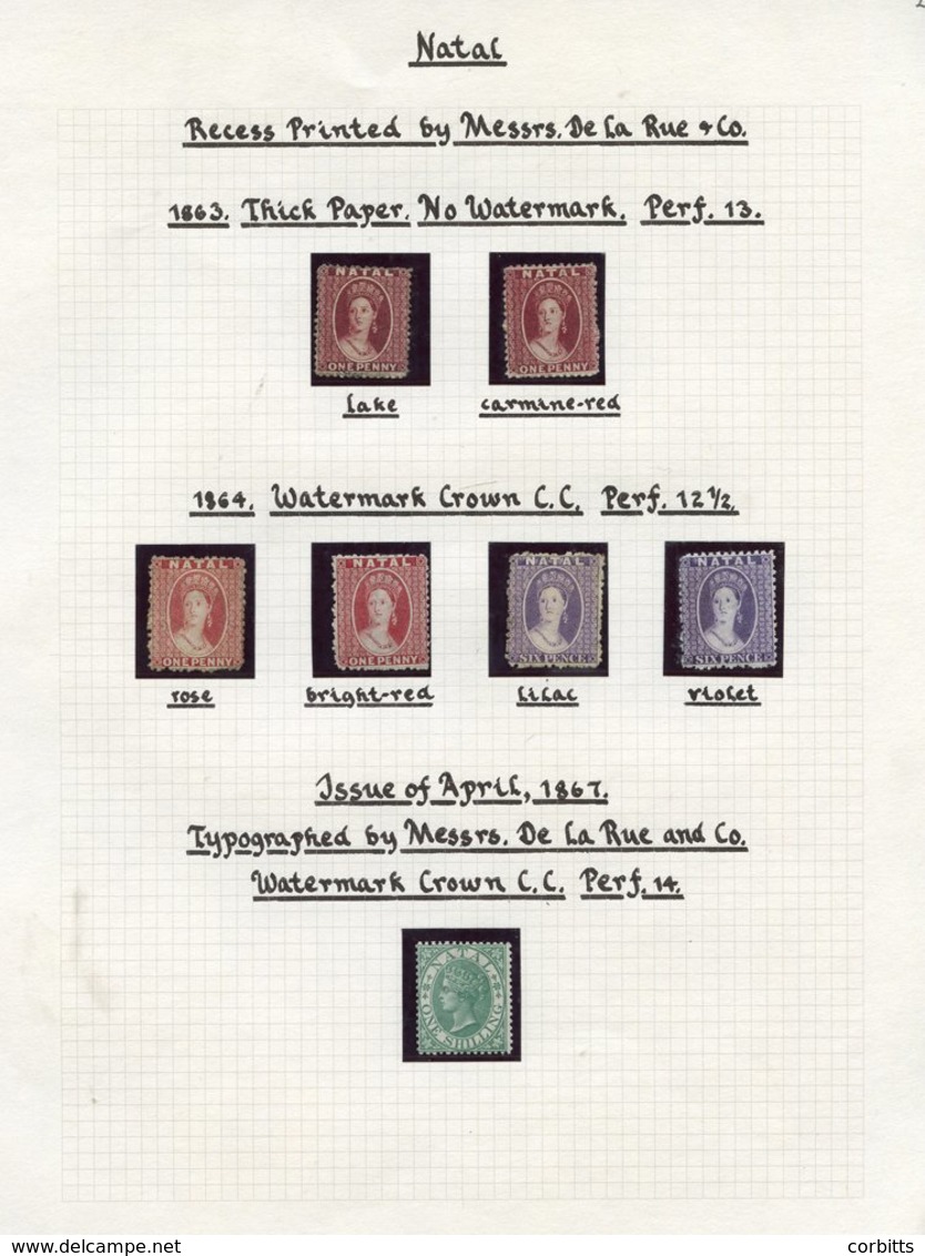 1862 No Wmk 1d (2), 1863-65 CC 1d (2) & 6d (2) Shades, 1867 1s Green, Unused Or With Large Part Gum, 1s (original Gum),  - Autres & Non Classés