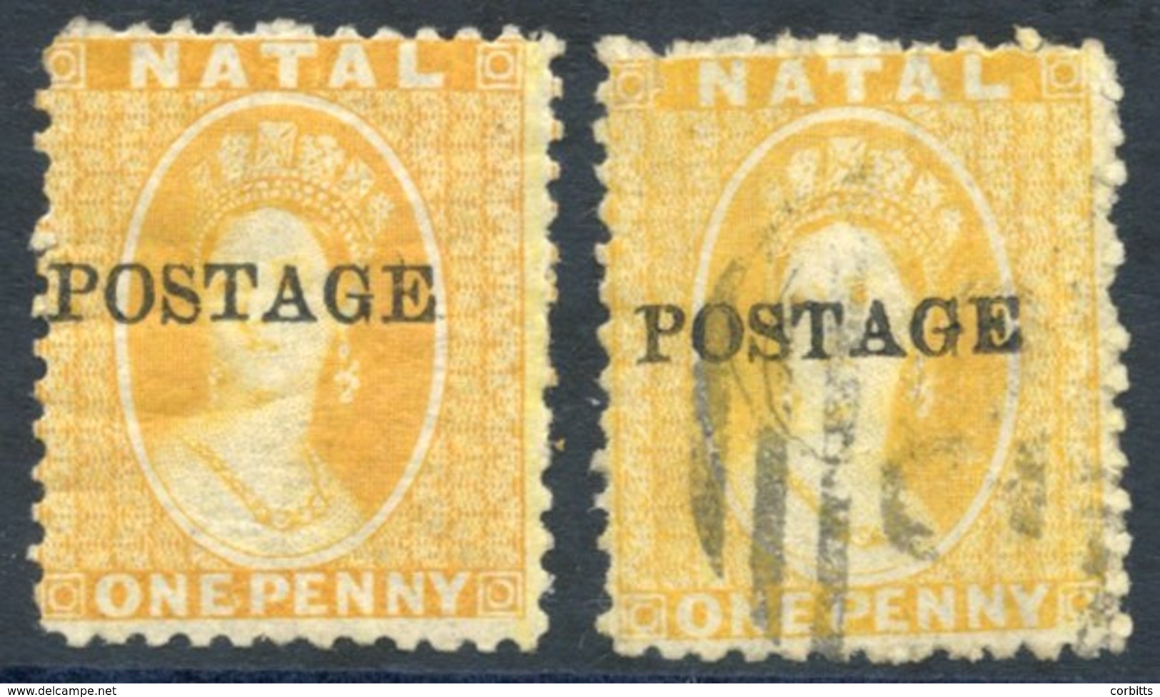 1876 1d Yellow, M Large Part O.g But With Small Hinge Remainder, Plus A Used Example, SG.82. - Other & Unclassified