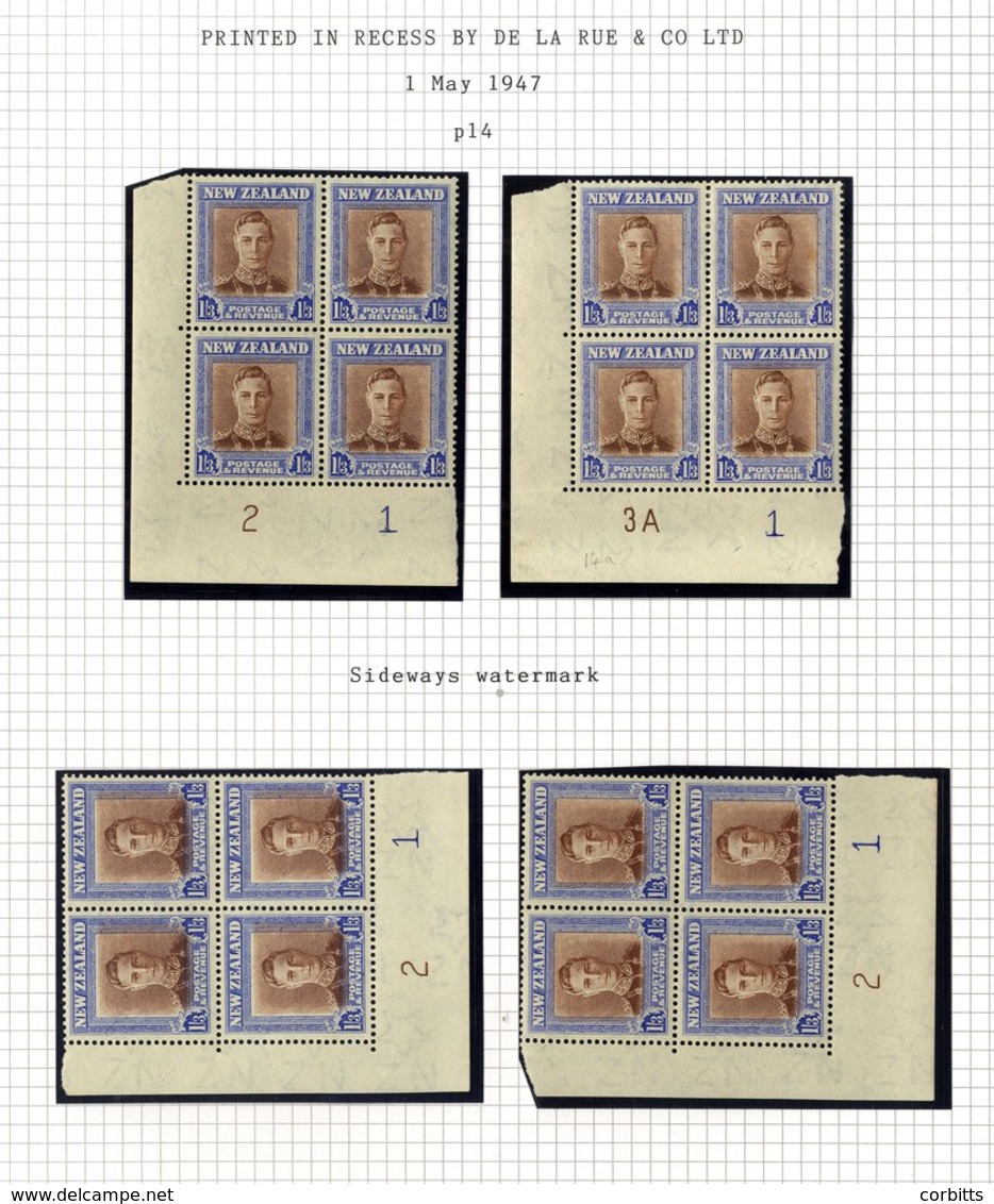 1938-44 & 1947-52 KGVI Defins M Or UM, Collection Of Mainly Plate Blocks Of All Vals Neatly Presented In Black Mounts On - Other & Unclassified