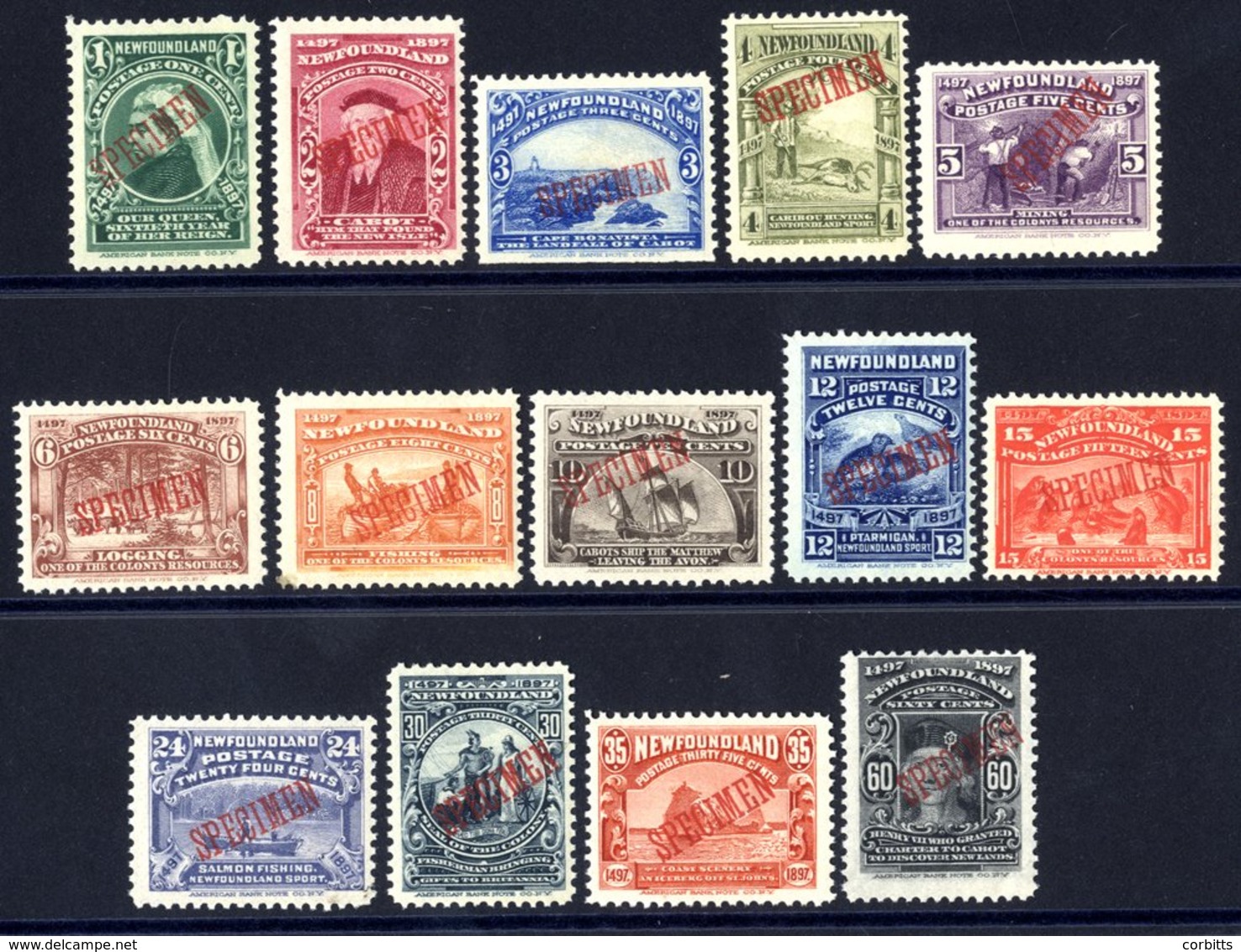 1897 Discovery Set With Diagonal SPECIMEN Overprints In Red, Fine M (some Natural Gum Creasing), Scarce, SG.66/79. Unitr - Autres & Non Classés