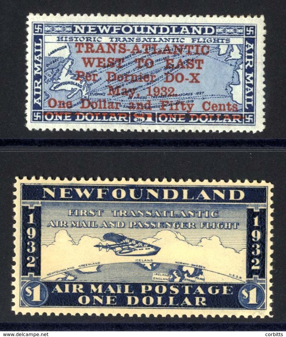 1932 $1.50 On $1 Deep Blue Surcharged Air Issue, Fine M, SG.32, Cat. £250, + 1932 Wayzata $1 Private Issue UM. (2) Cat.  - Autres & Non Classés