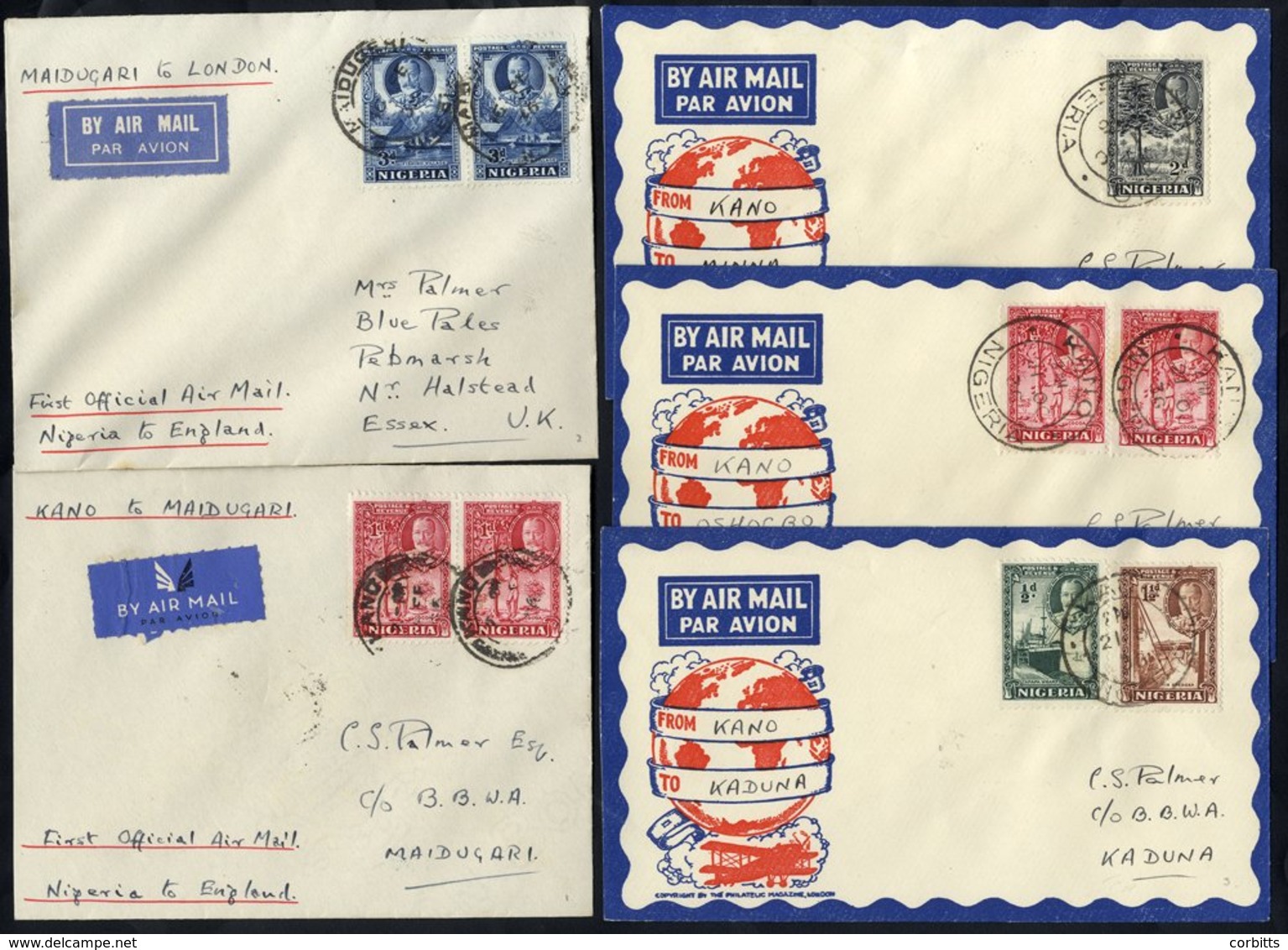 1963 Feb 17th First Official Flight To London Kano - Maidugari Leg Envelope Franked 2d & Maidugari - London Cover Franke - Other & Unclassified