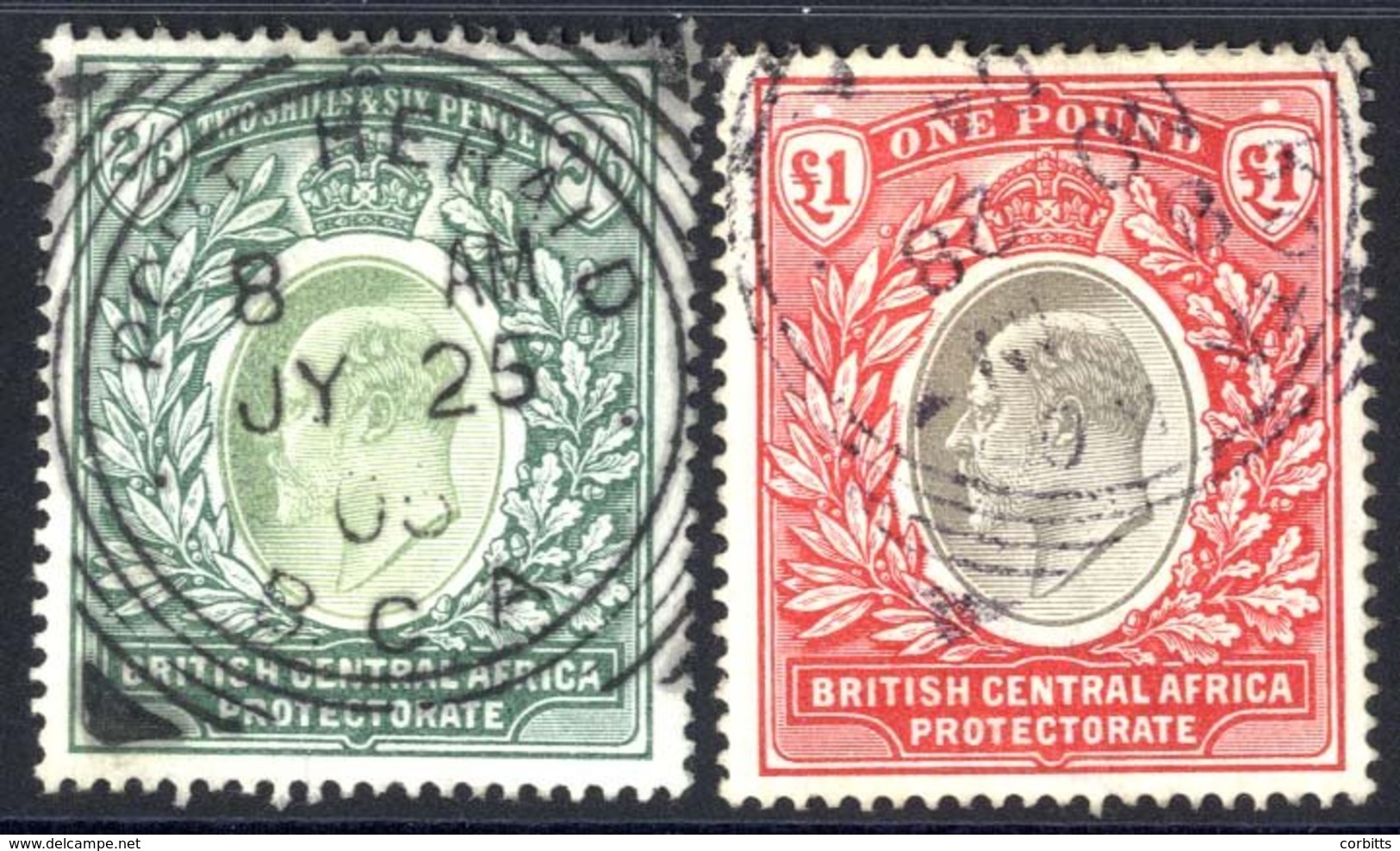 B.C.A 1903-04 CCA 2/6d & £1, Both With Fine Squared Circle Cancels, SG.63 & 66. (2) Cat. £335 - Other & Unclassified