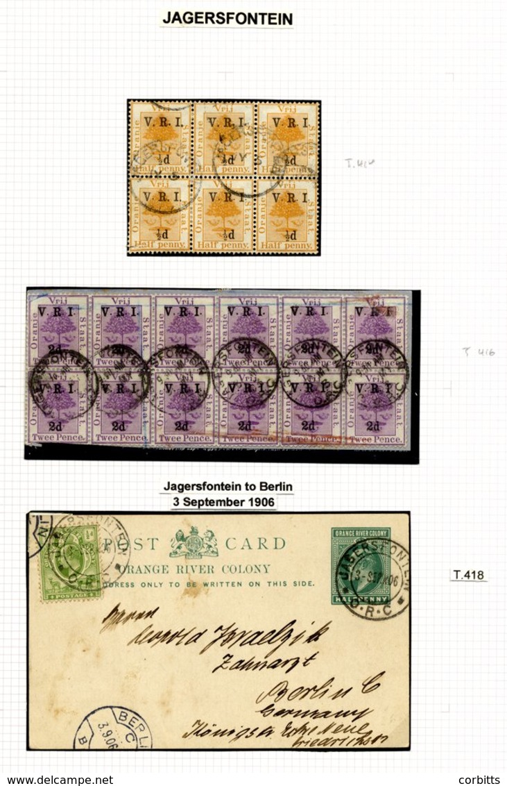 O.F.S/ORANGE RIVER COLONY 1891-1912 Collection Of Cancellations, Many Written Up On Album Pages. Noted - Three Cards Wit - Other & Unclassified