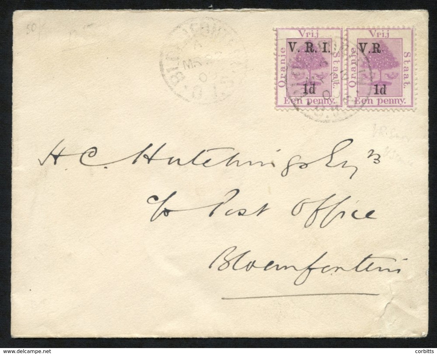 British Occupation 1900 First Printing 1d On 1d Purple Horizontal Pair, The Right Stamp Showing Second Stage Of Variety  - Autres & Non Classés