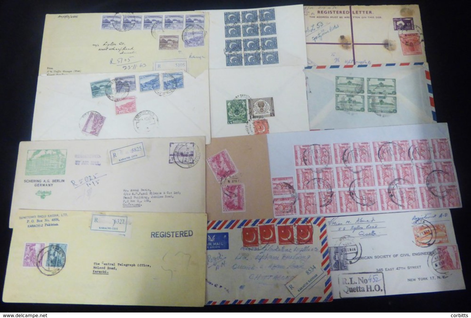 1960's Covers (15) Mostly Commercial Incl. Airmails To Europe & USA. Noted - 1964 Registered Letter, With 53 Paisa Frank - Other & Unclassified