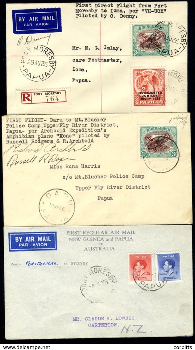 1935-38 First Flight Covers From 1935 Aug 30th  Denny Flight Port Moresby - Ioma Registered & Pilot Signed (97 Flown), 1 - Autres & Non Classés