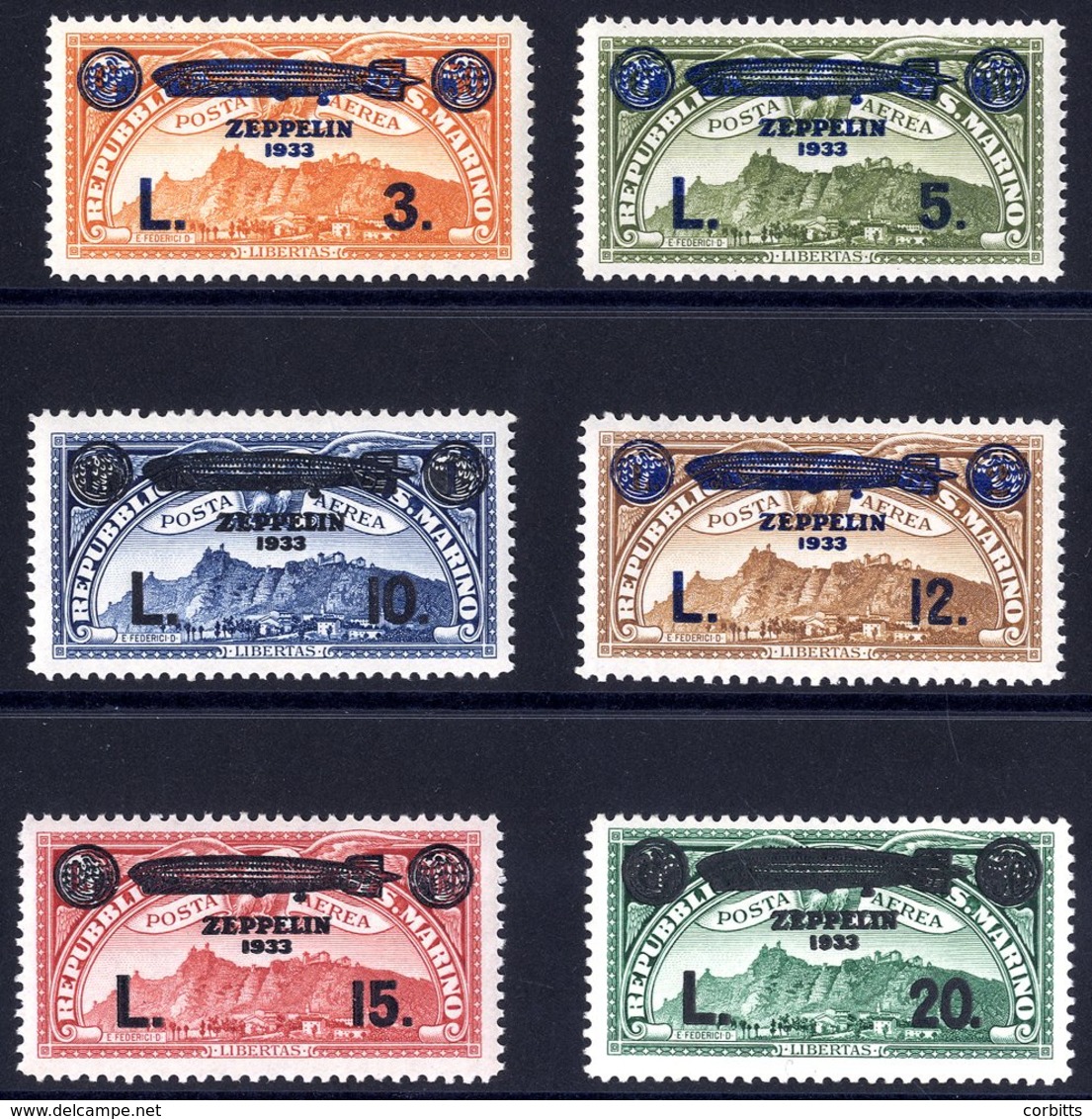 1933 Zeppelin Set UM, SG.191/6. (6) Cat. £250 - Other & Unclassified