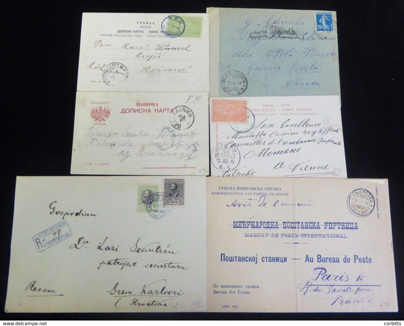 1897-1918 Postal History Selection From 1897 Official Unfranked P.O Envelope To Paris Bearing GNAJEWATZ Bilingual D/stam - Other & Unclassified