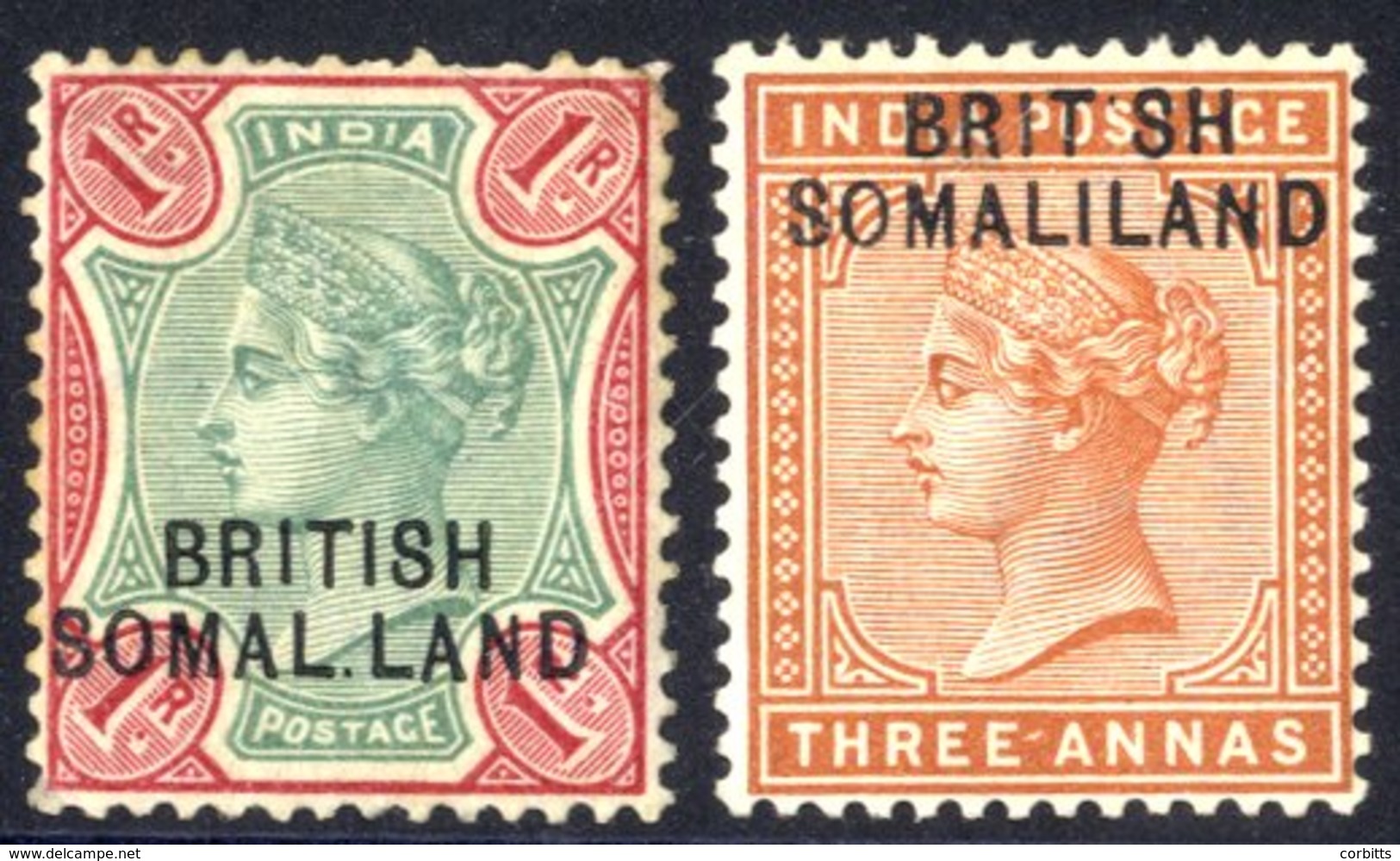 1903 1r Green & Aniline Carmine, Overprint Variety 'SOMAL.LAND' M Example (some Perf Faults At Top), SG.21c, Cat. £500,  - Other & Unclassified