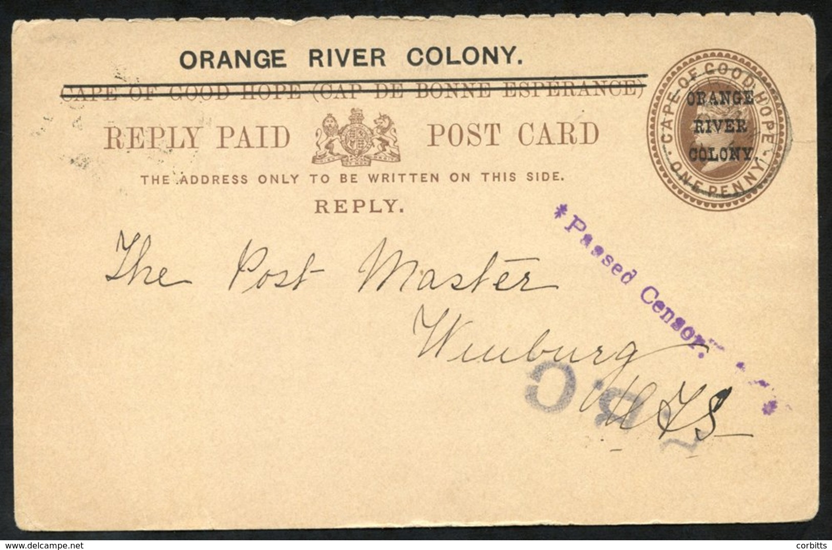 BOER WAR 1902 Censored Reply Part Of A Reply Paid Card, Cancelled Brandfort FE.11.02, Writers Address Etc. Mrs A. Prinsl - Other & Unclassified