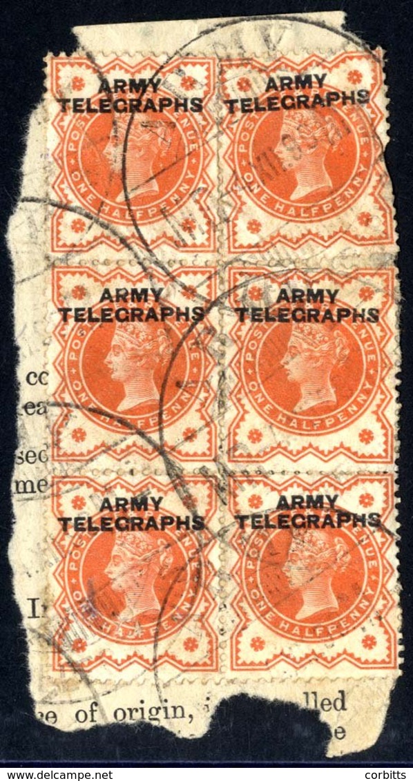 ARMY TELEGRAPHS 1899-1900 ½d Vermilion Block Of Six (some Split Perfs), Tied To A Piece By 'Army/Telegraphs' D/stamps, M - Autres & Non Classés