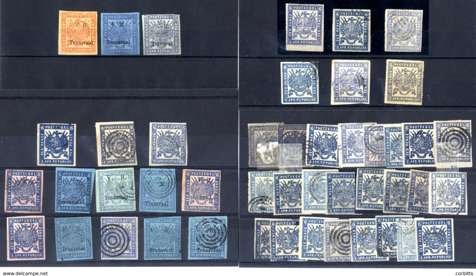 The Balance Of The Collection Of 6d Vals With 47 Stamps, Various Printers Papers Imperf & Rouletted Incl. Eight Of The V - Other & Unclassified