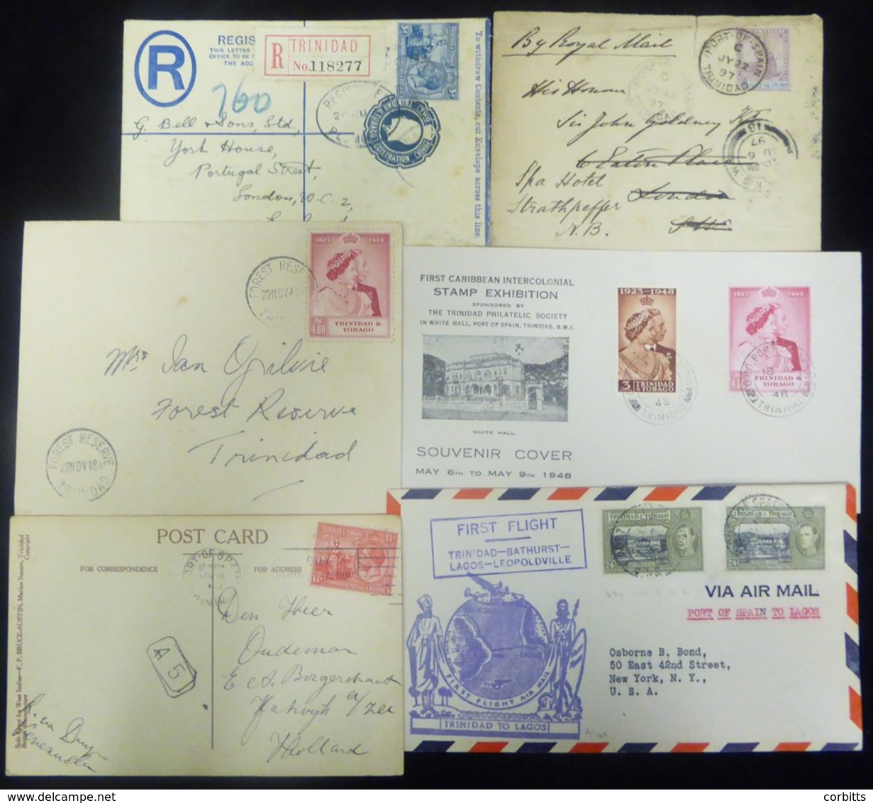 1898-1950's Covers Or Cards (33), Registered, Censored Mail & First Flights Noted. - Other & Unclassified
