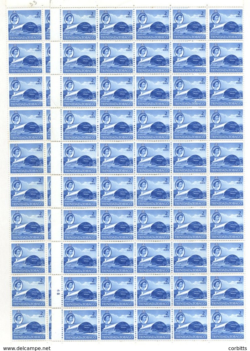 1960 2c Bright Blue 'Queens Hall' Wmk Inverted UM, Full Sheet Of 100 (central Split - Now 2 X ½ Sheets Of 50), Six Stamp - Autres & Non Classés