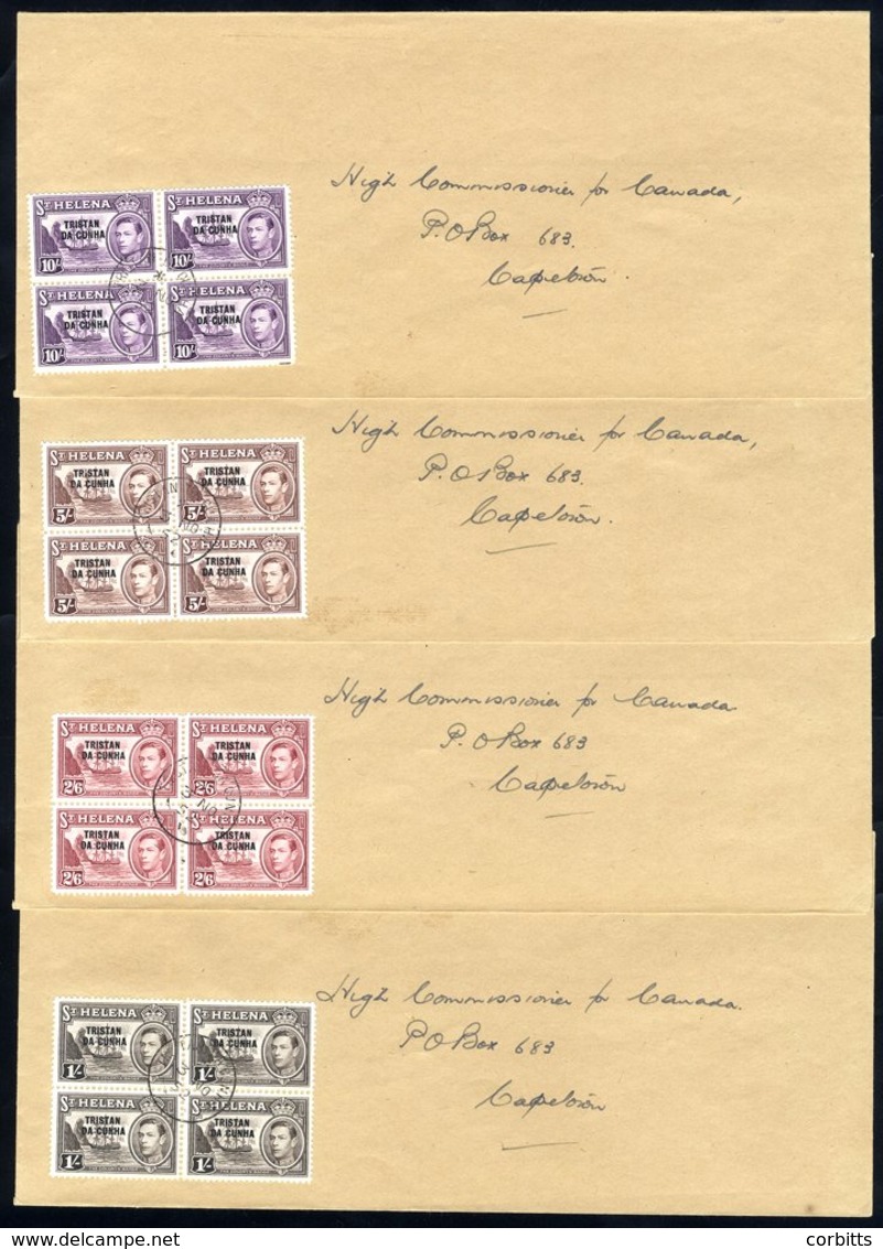 1952 Defin Set, Each Block Of Four Used On A Separate Cover To Cape Town, Each With A Central C.d.s Of 3 NOV 1952. Note  - Other & Unclassified