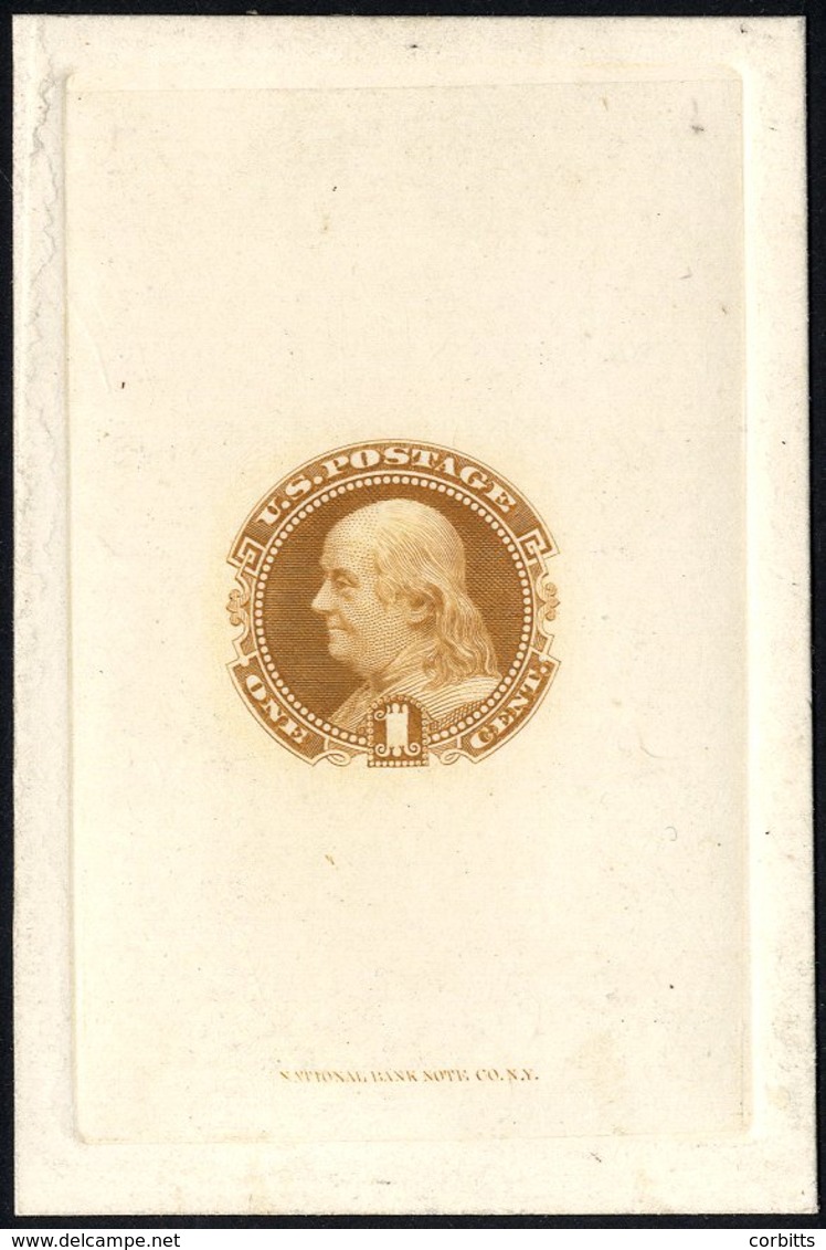 1869 1c Buff Franklin Proof On Sunken Card, Sc.112. - Other & Unclassified
