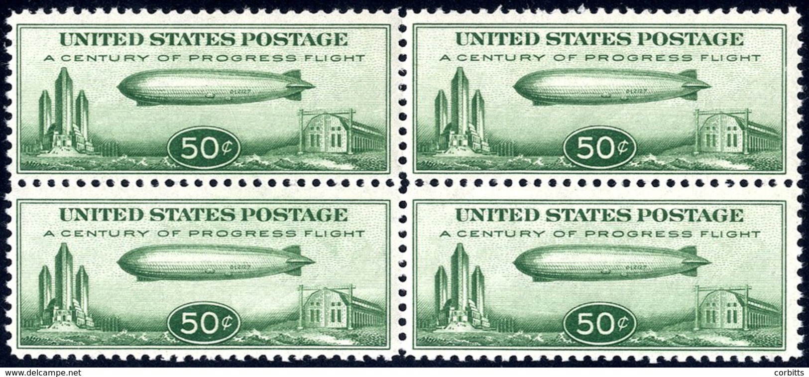 1933 50c Air Zeppelin UM Block Of Four, Natural Gum Creasing, SG.A732. (4) Cat. £400 - Other & Unclassified