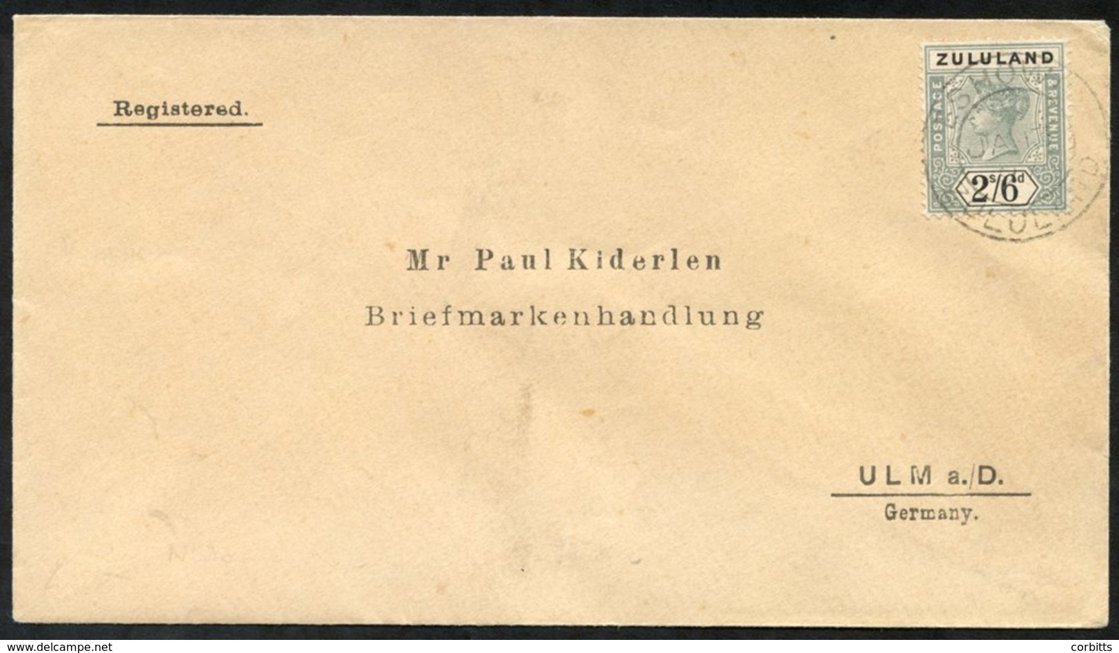 1897 Registered Envelope To Germany With 2/6d, Cancelled Eshowe JA.13.97. - Other & Unclassified