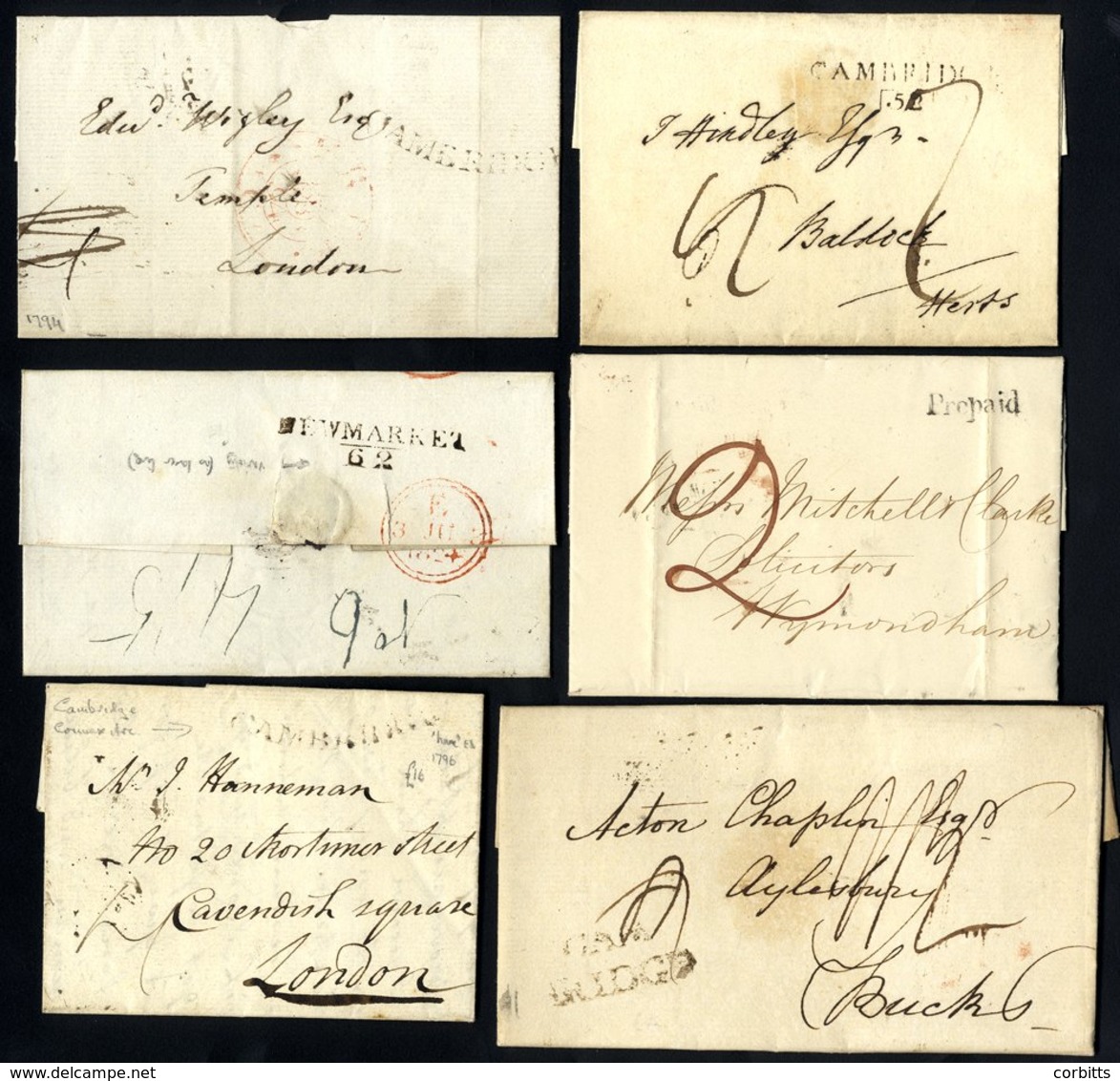 CAMBRIDGESHIRE, NORFOLK & SUFFOLK 1792-1910 Interesting Lot With Strength In Pre-stamp With S/line & Curved CAMBRIDGE, M - Autres & Non Classés