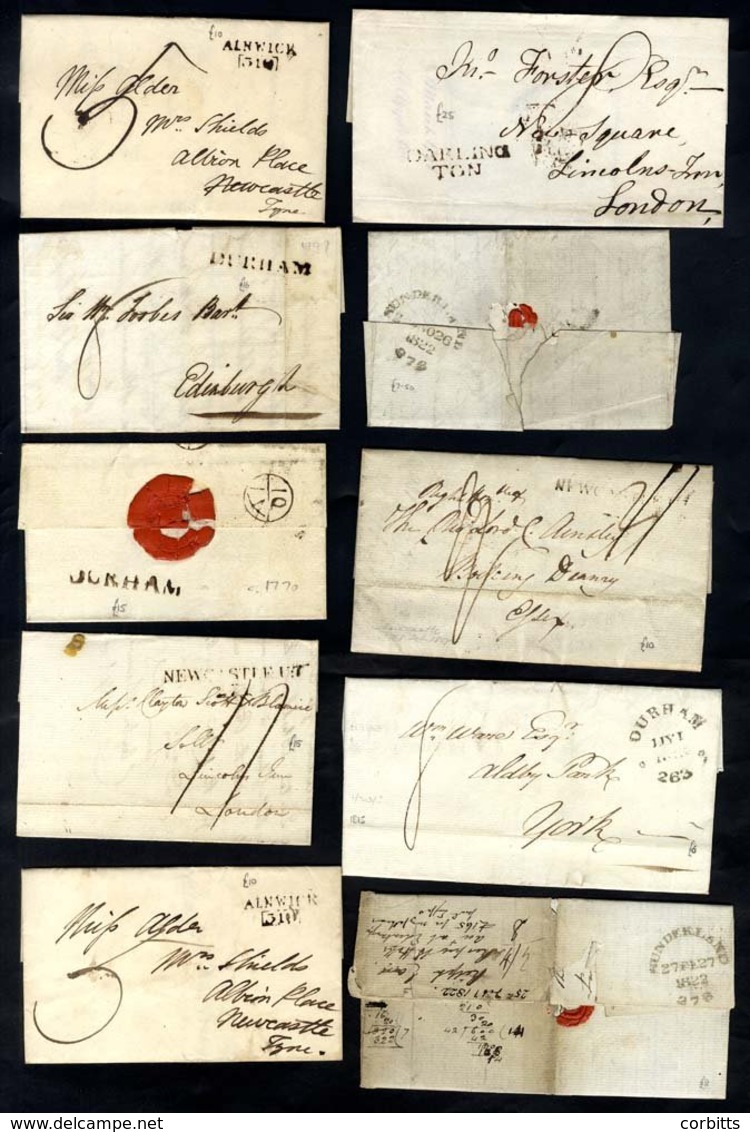 DURHAM & NORTHUMBERLAND Range Of 62 Items Of Postal History Incl. Alnwick 1803 & 1804 Mileage Marks, Durham 1770 S/line  - Sonstige & Ohne Zuordnung