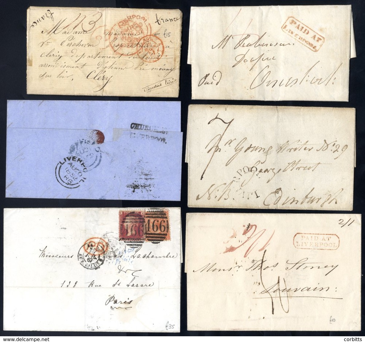 LANCASHIRE (LIVERPOOL) 1795-1920s Covers Incl. Different Boxed 'PAID', TOO LATE, Curved LIVERPOOL, Mileage & Other C.d.s - Autres & Non Classés