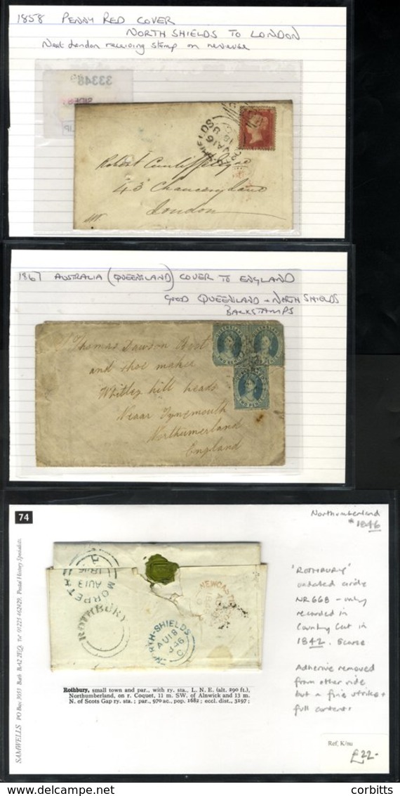 NORTHUMBERLAND - NORTH SHIELDS 1793-1908 Range Of Covers Incl. 1793 Large Folded Cover North Shields To Grays Inn, Londo - Autres & Non Classés