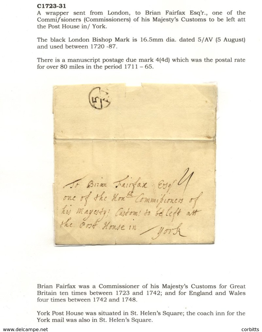 YORKSHIRE (YORK) 1723-1833 Pre-stamp Postal History Collection Neatly Presented & Well Written Up On Leaves In Protector - Autres & Non Classés