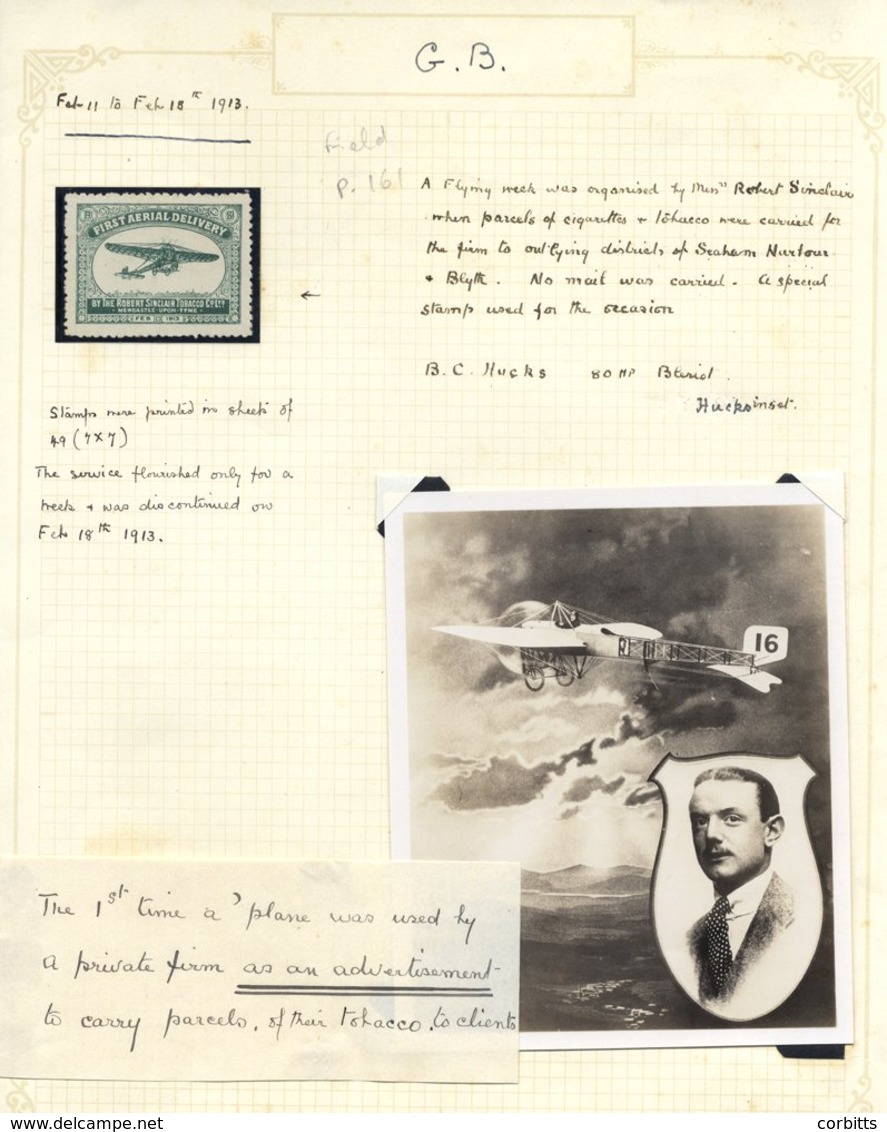 AIRMAILS - CINDERELLAS Small Group Of Labels Incl. 1913 Robert Sinclair Tobacco Co. Ltd 'First Aerial Delivery Stamp In  - Autres & Non Classés