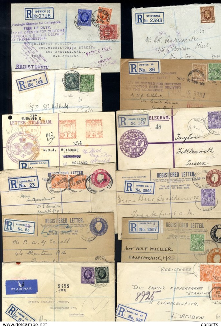 KGV Range Of Covers To Foreign Destinations Incl. Stationery Envelopes (8), Wide Variety Of Commercial Frankings, Telegr - Autres & Non Classés