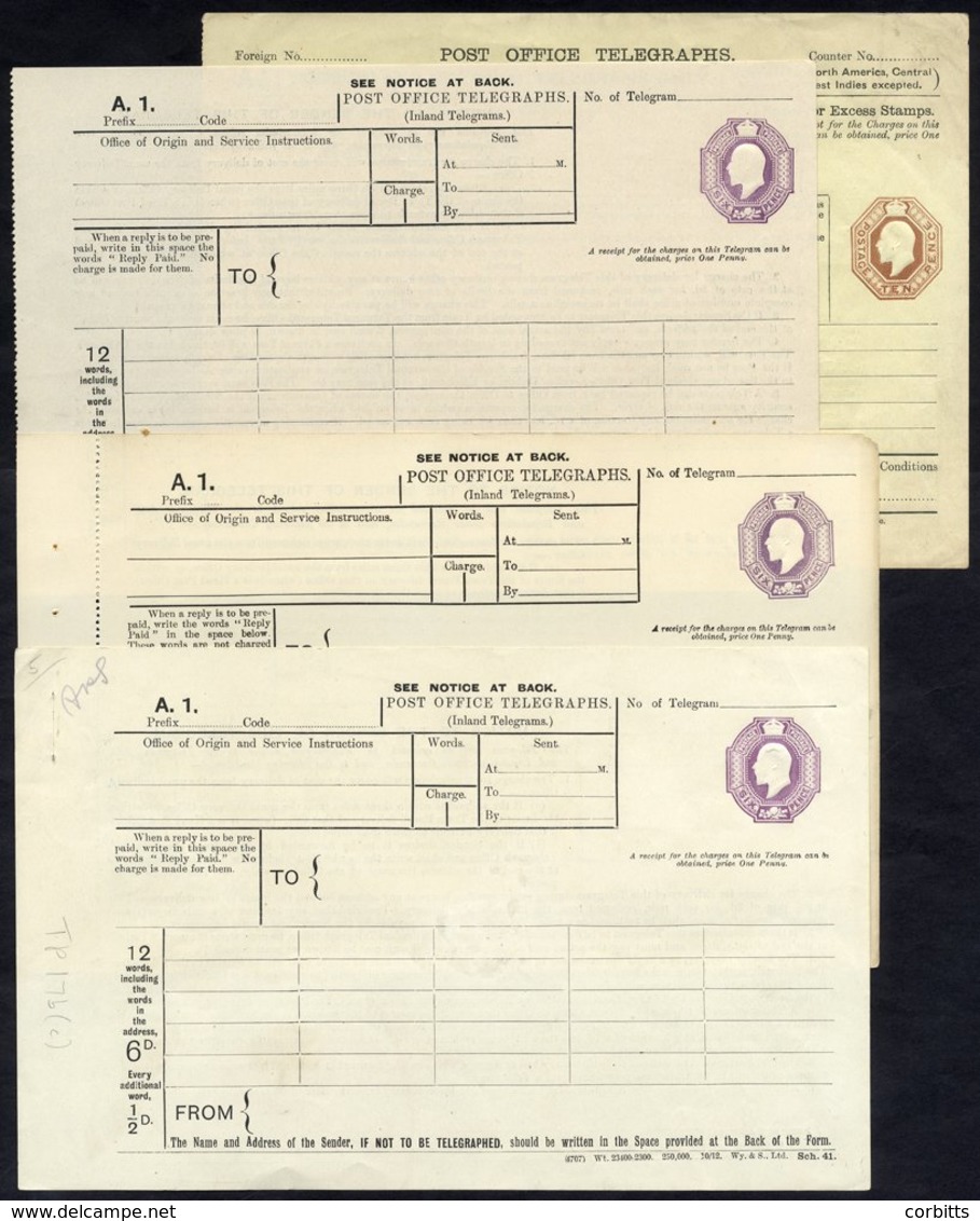 KEVII Telegraph Forms 6d Dies 3 TP17a(c) (Cat. £40), TP18a(c) (Cat. £25), TP18b(d) (Cat. £30) & 10d Brown Die TP59c (Cat - Autres & Non Classés