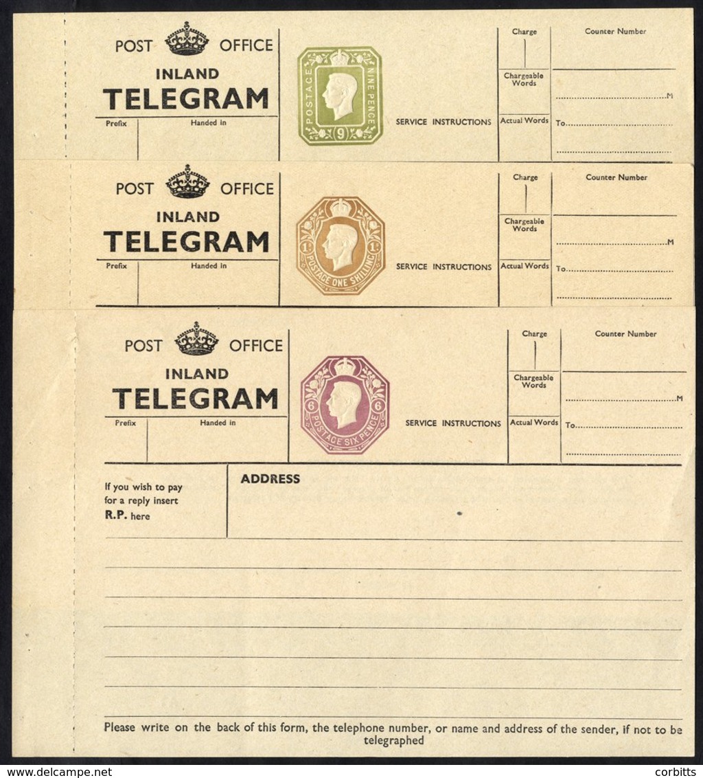 KGVI Telegraph Forms 6d, 9d & 1s Dies TP26 (Cat. £75), TP27 (Cat. £150), TP28 (Cat. £75), VF. (3) - Other & Unclassified