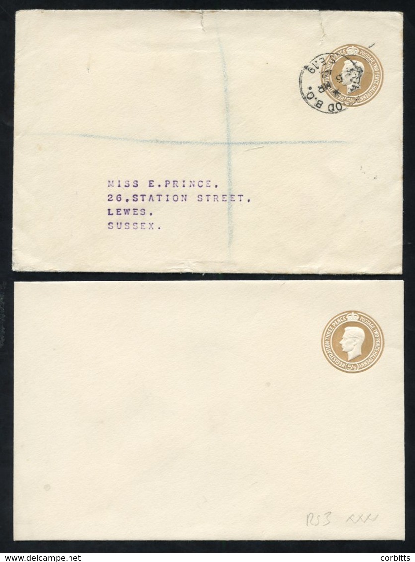 1942 KGVI 5½d Brown Envelopes, Fine M, RS3 (XXXX) - Very Few Known, Another Used Norwood 1942 Registered To Sussex. Scar - Other & Unclassified