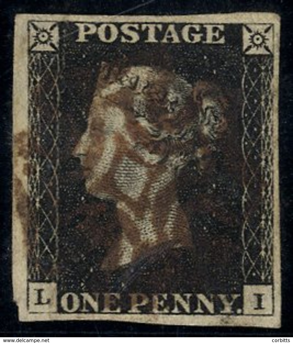 Plate 1b LI, Good To Large Margins, Cancelled By A Mixed Inks Maltese Cross Which Appears Brown In Colour, RPS Cert. 198 - Other & Unclassified