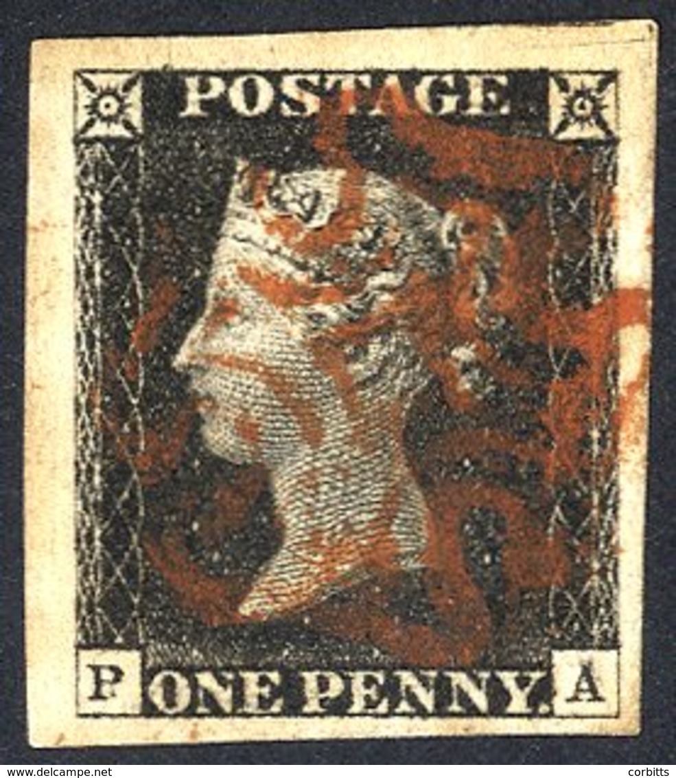 Plate 1b PA, Large To Huge Margins, A Really Large Stamp Incl. Non Coincident Re-entry, Cancelled In Red. Spec.AS4c. - Other & Unclassified