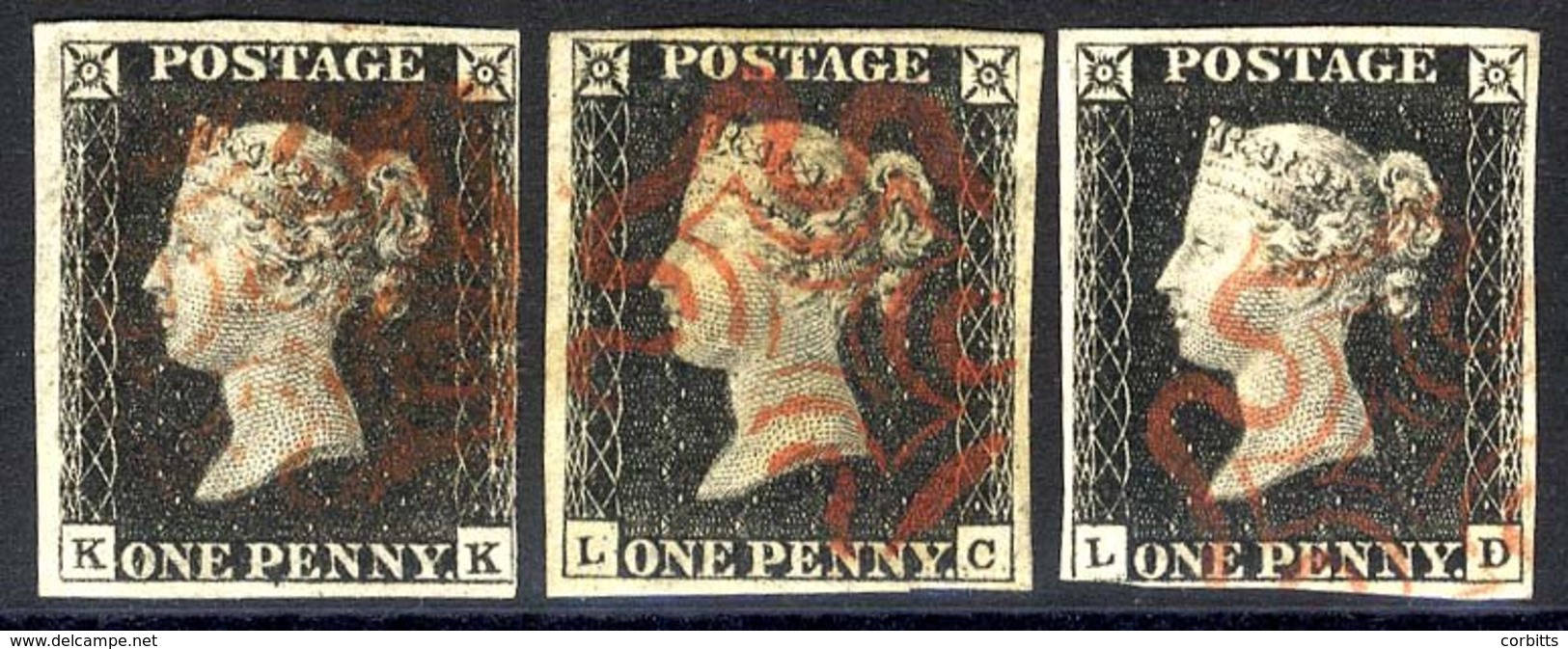 Plate 4 KK, Three Good To Large Margins, Close Cut Right Side, Also LC, Four Good Margins, Small Thin, Plus LD, Good Mar - Autres & Non Classés