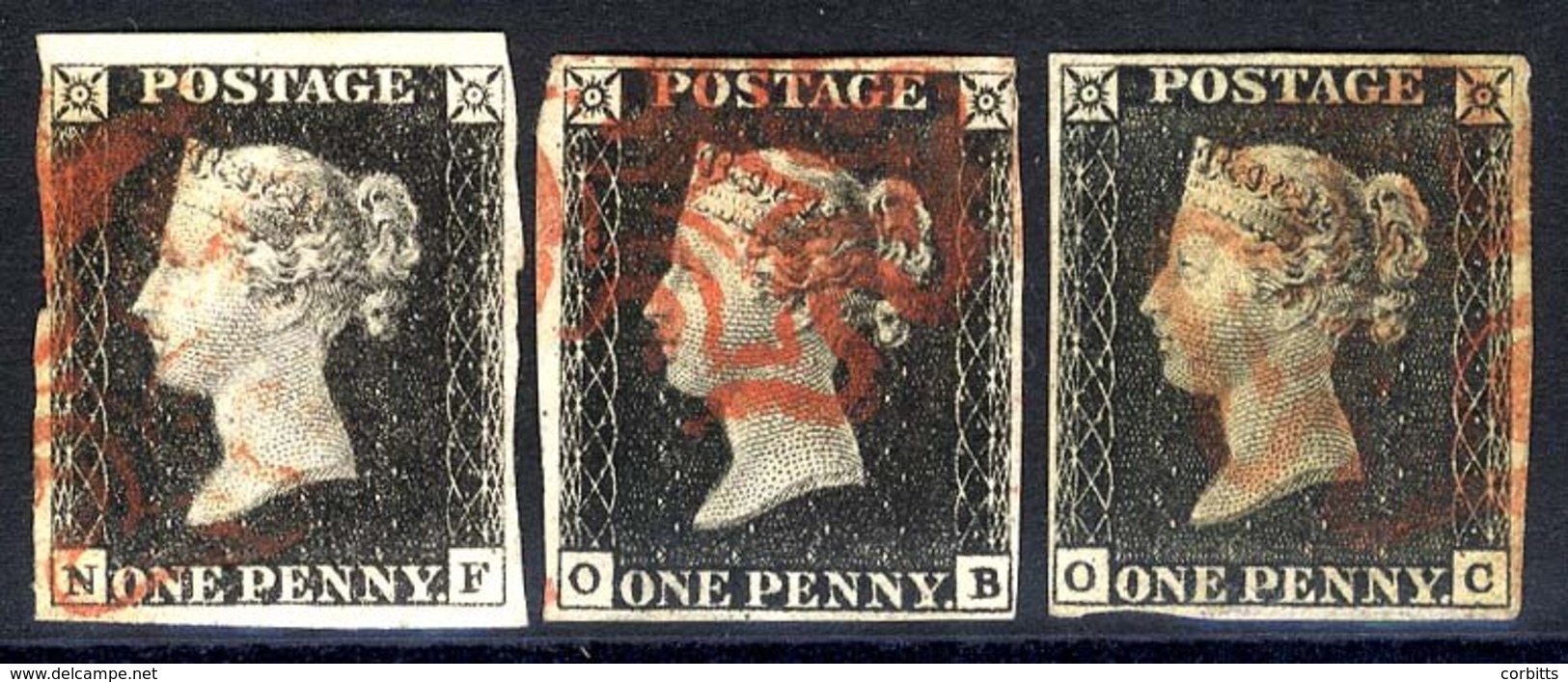 Plate 4 NF, Slight Crease, Also OB, Clear Margins Except N.E Corner Touching, Plus OC, Four Margins, All Cancelled In Re - Autres & Non Classés