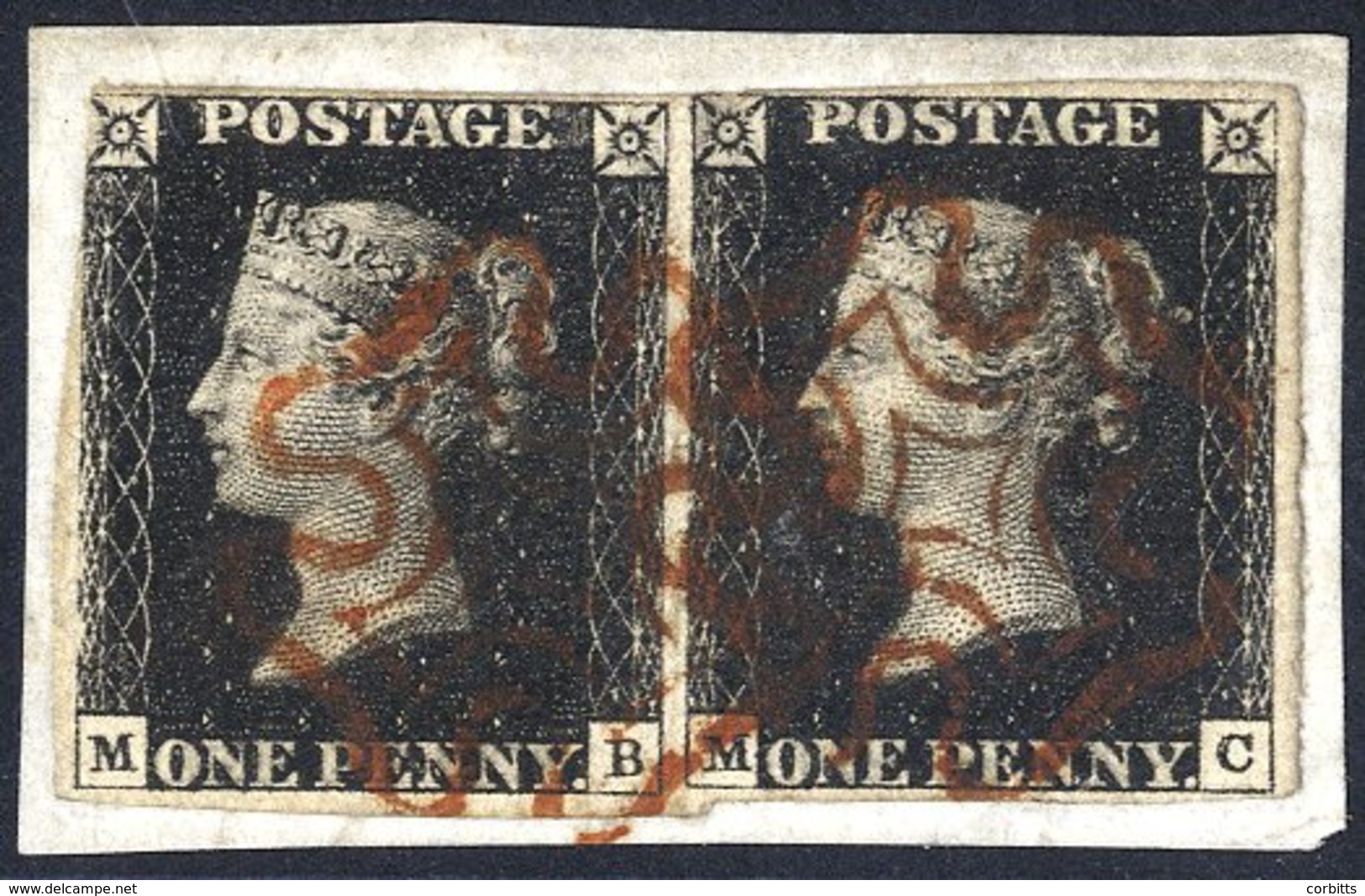 Plate 6 MB-MC, Good To Touching Margins, Tied To Small Piece By Fine Red MC's. - Other & Unclassified